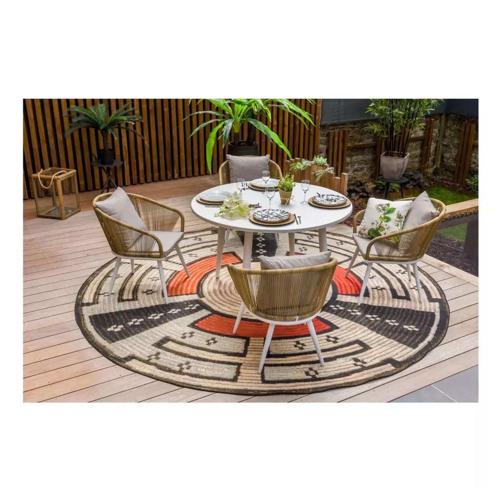Voir la diapositive 4 : JARDILINE Table de jardin - 6 places - Aluminium - Blanc - CAPRI