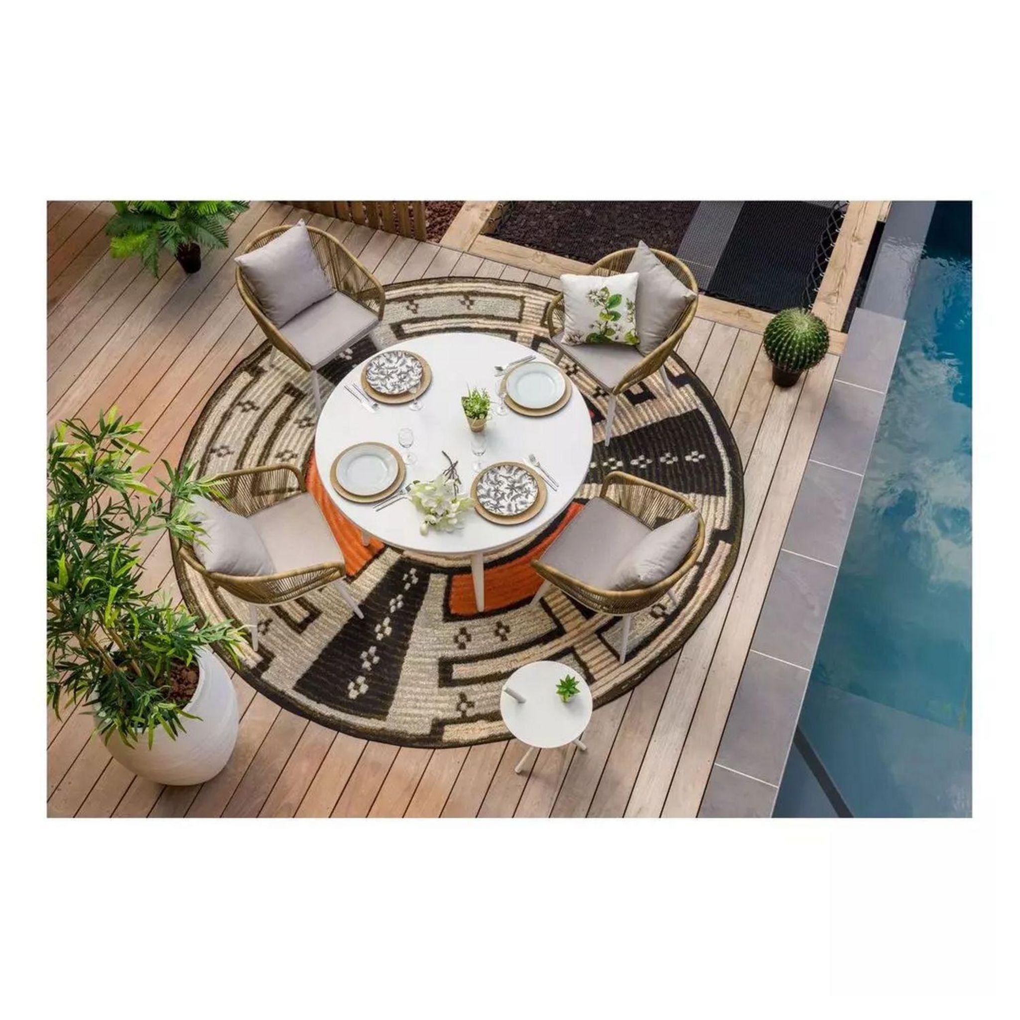 Voir la diapositive 5 : JARDILINE Table de jardin - 6 places - Aluminium - Blanc - CAPRI