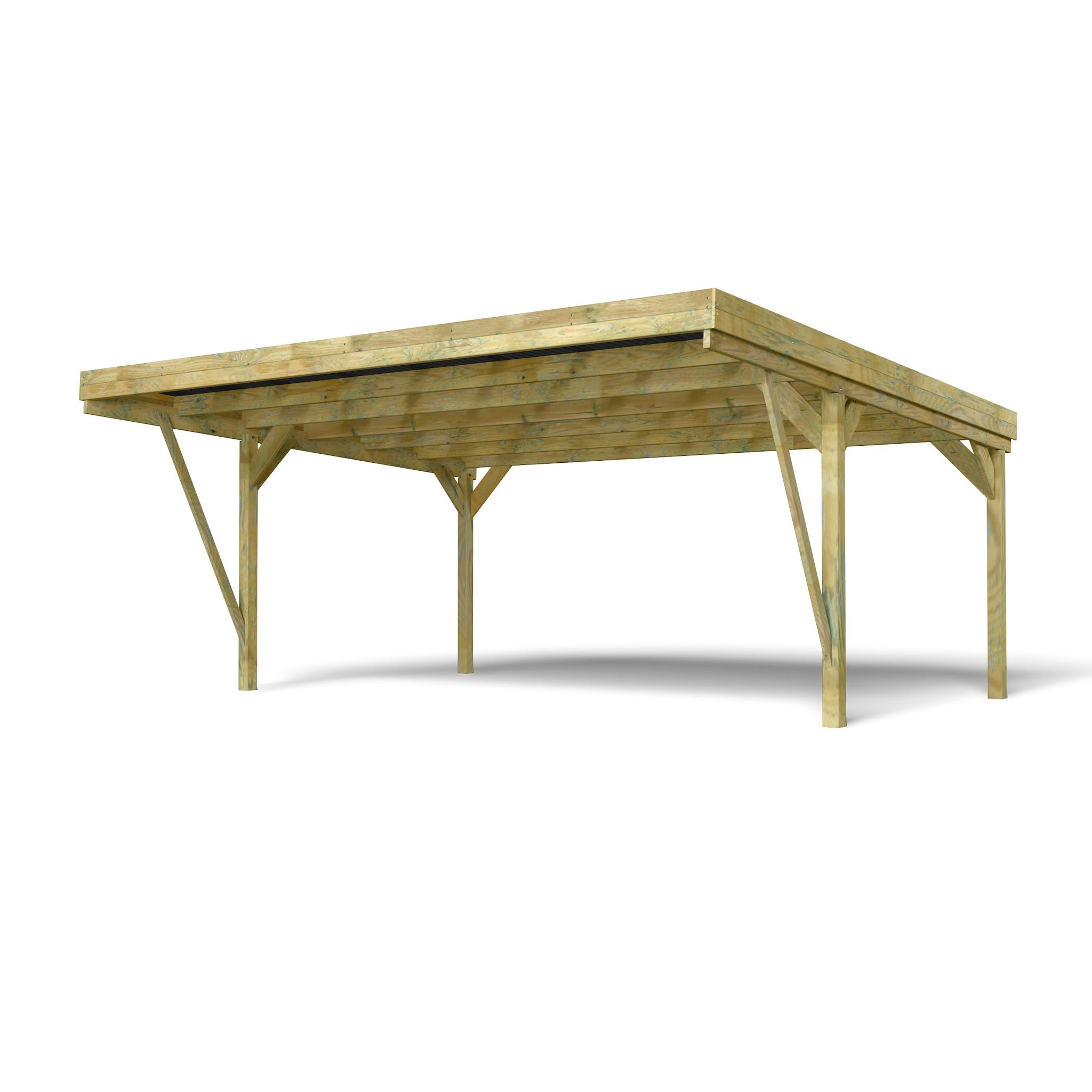 CERLAND Carport toit plat - Bois traité autoclave -2voitures-30,9m²-VICTORDESIGN