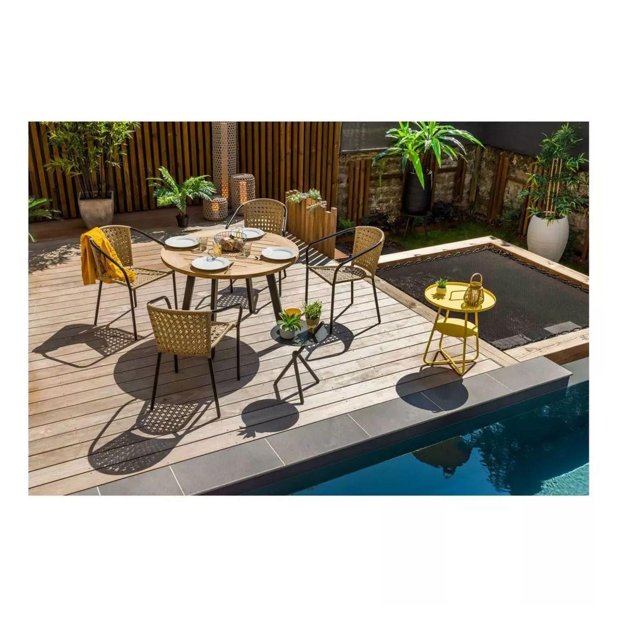 Voir la diapositive 3 : JARDILINE Fauteuil de jardin - Résine tressée/Acier - Noir/Naturel - COCOS