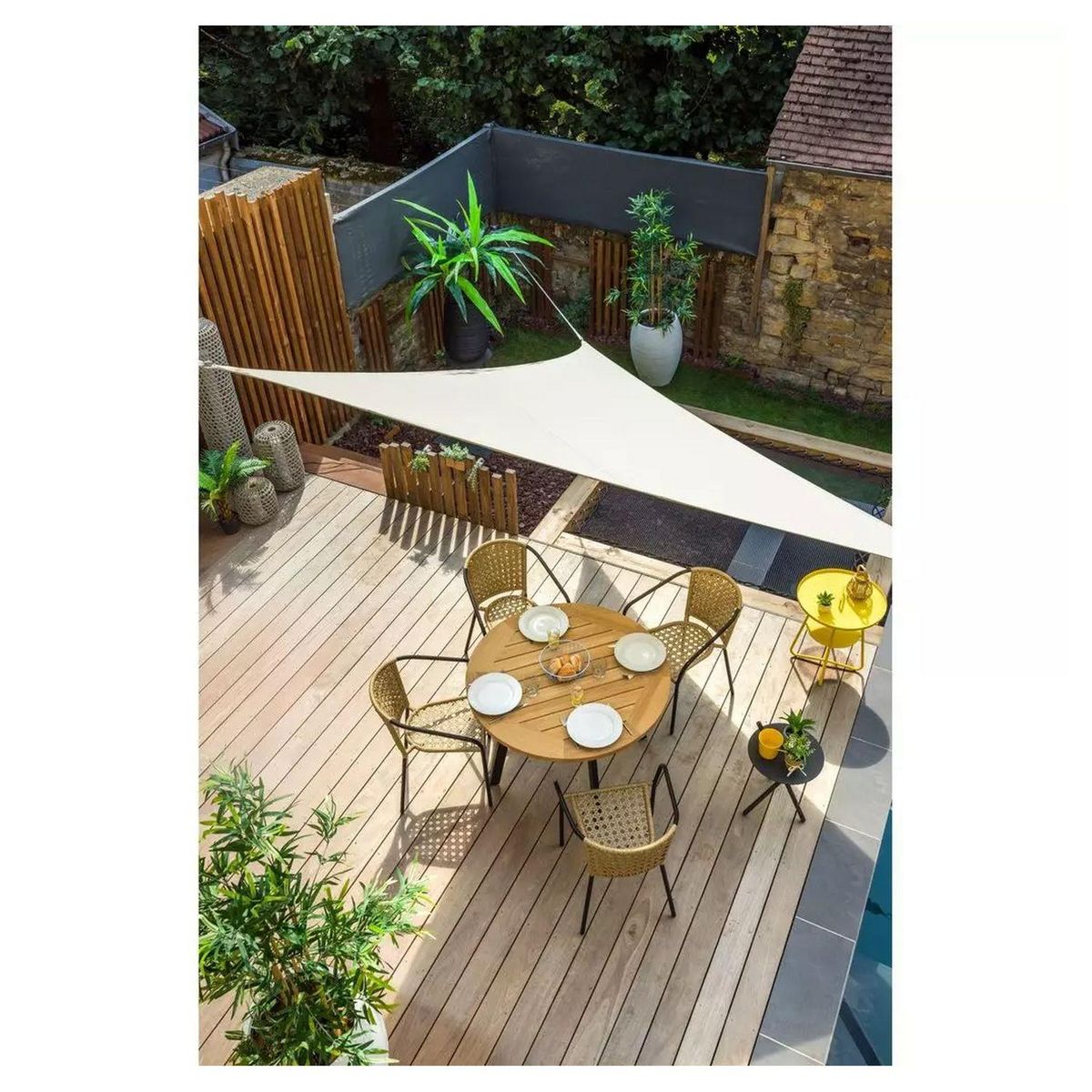 JARDILINE Fauteuil de jardin - Résine tressée/Acier - Noir/Naturel - COCOS