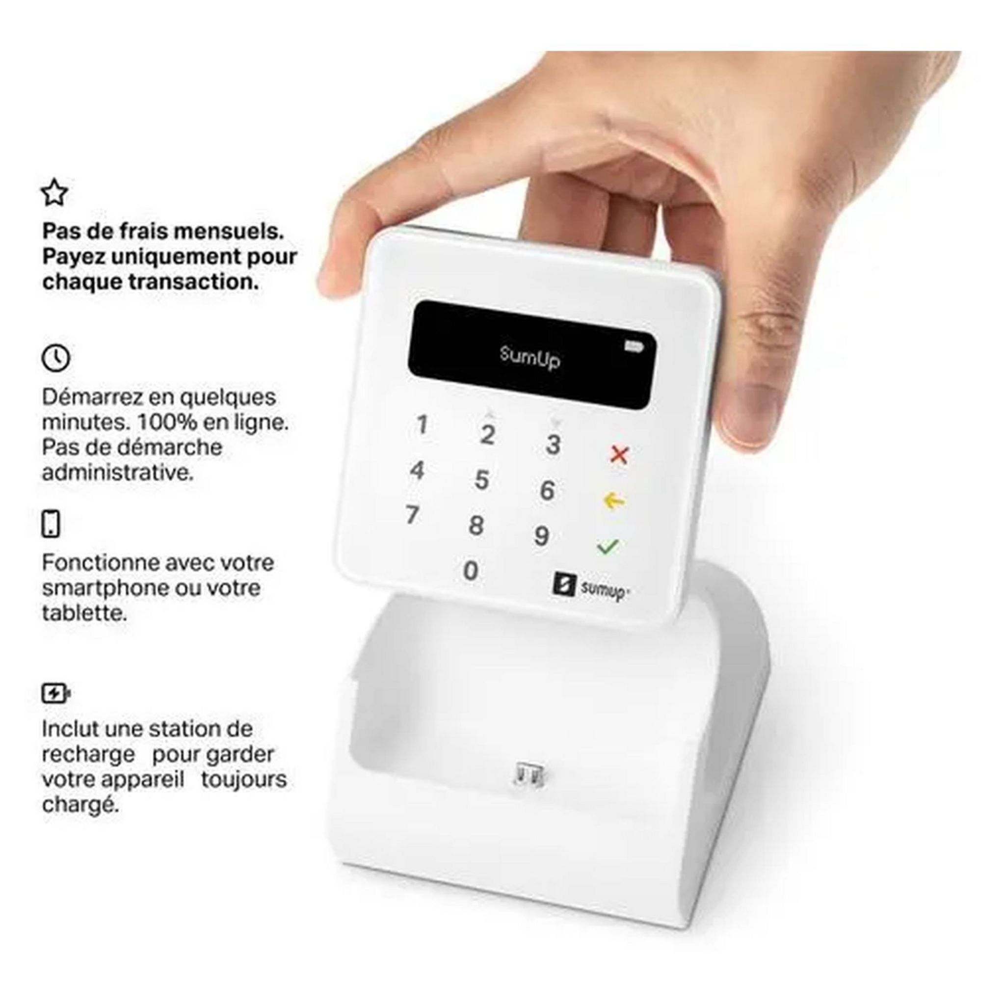 Voir la diapositive 2 : SUMUP Kit terminal de paiement + Socle station de recharge - Blanc