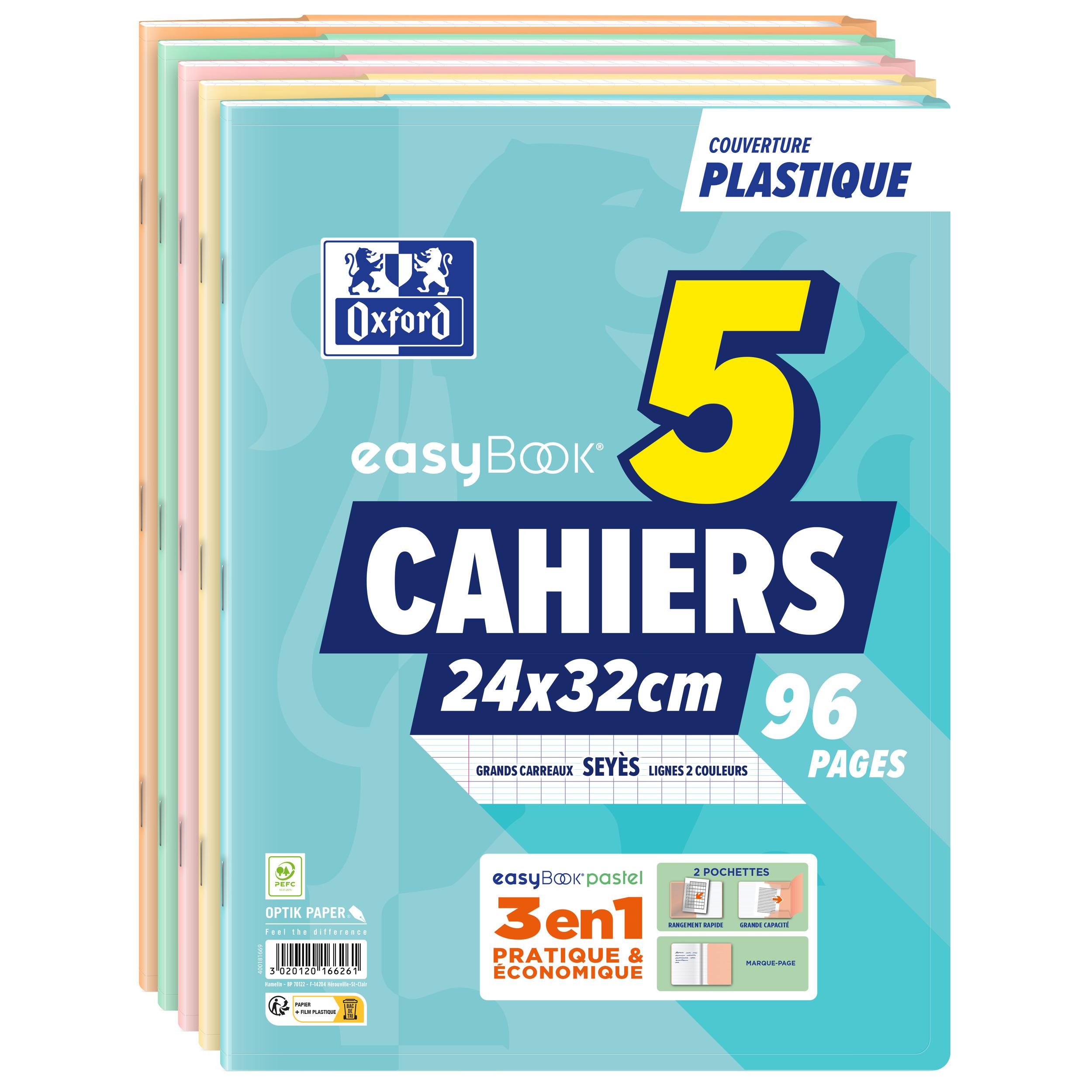 HAMELIN Cahiers x5 Oxford Openflex Pastel 24x32 cm Seyes 96 pages 90G