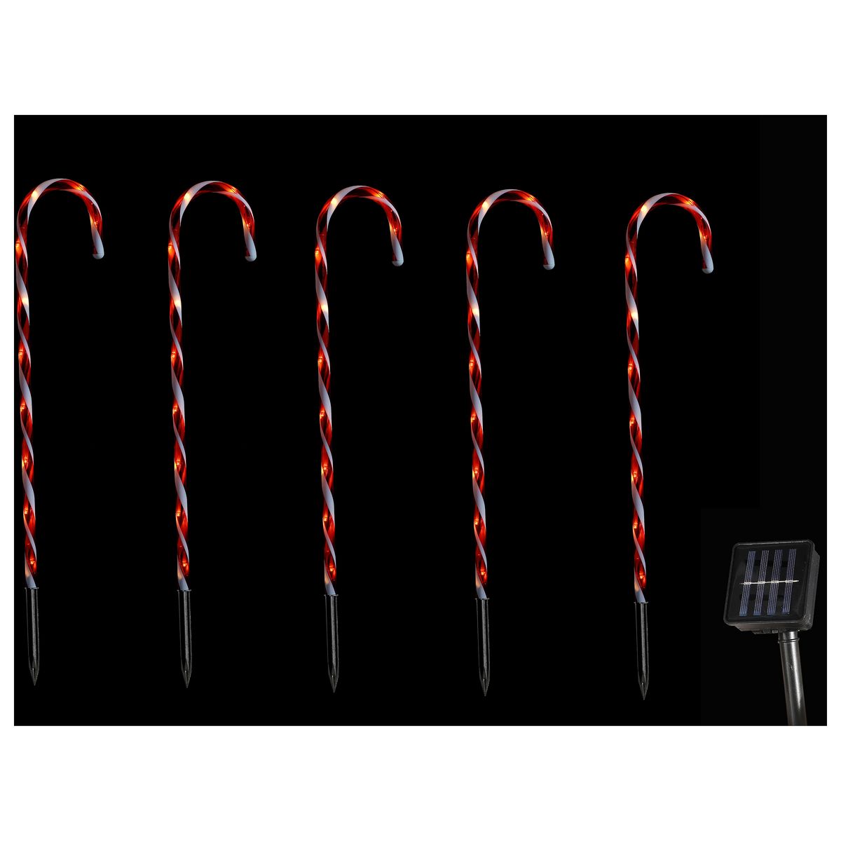 ACTUEL 8 sucre d'orge extérieur solaire à piquer 80 LED Blanc Chaud Sucre d'Orge