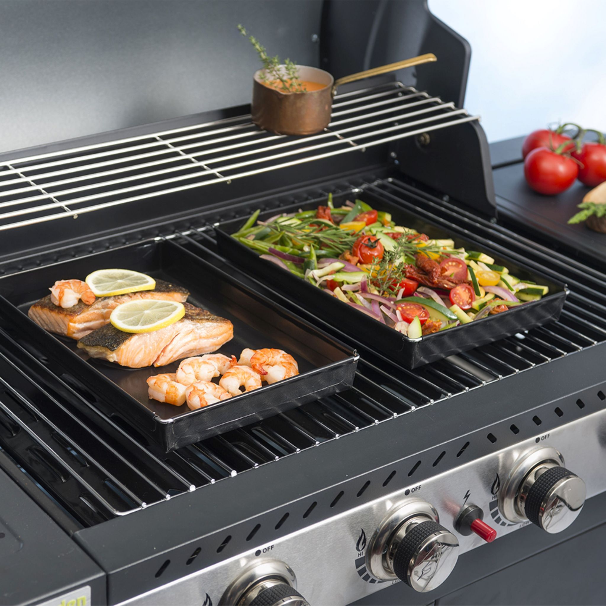 Voir la diapositive 4 : Grand plat de cuisson barbecue/four 29x34x4cm - Noir