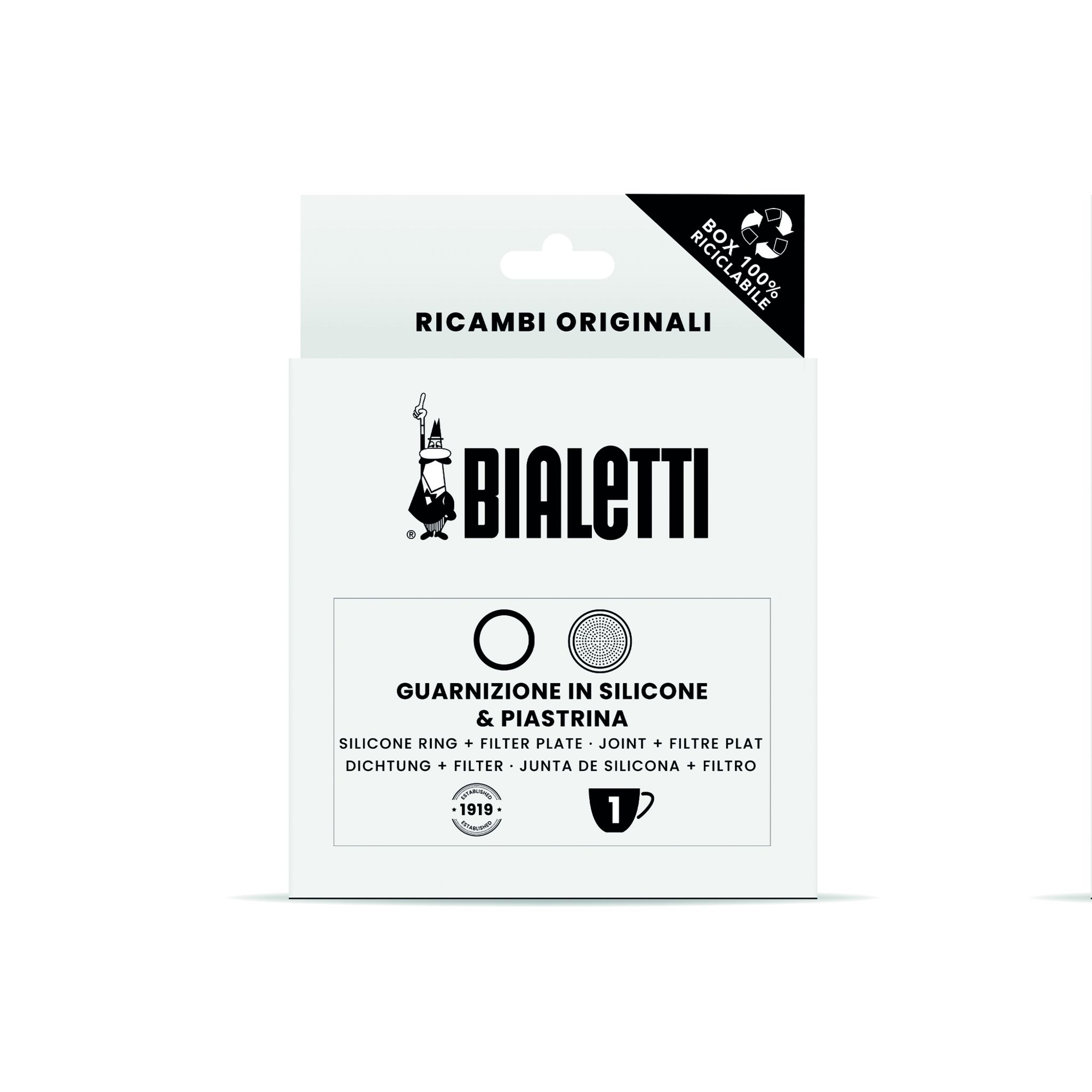 Voir la diapositive 2 : BIALETTI Joint + filtre cafetière à l'italienne 800412 - Blanc