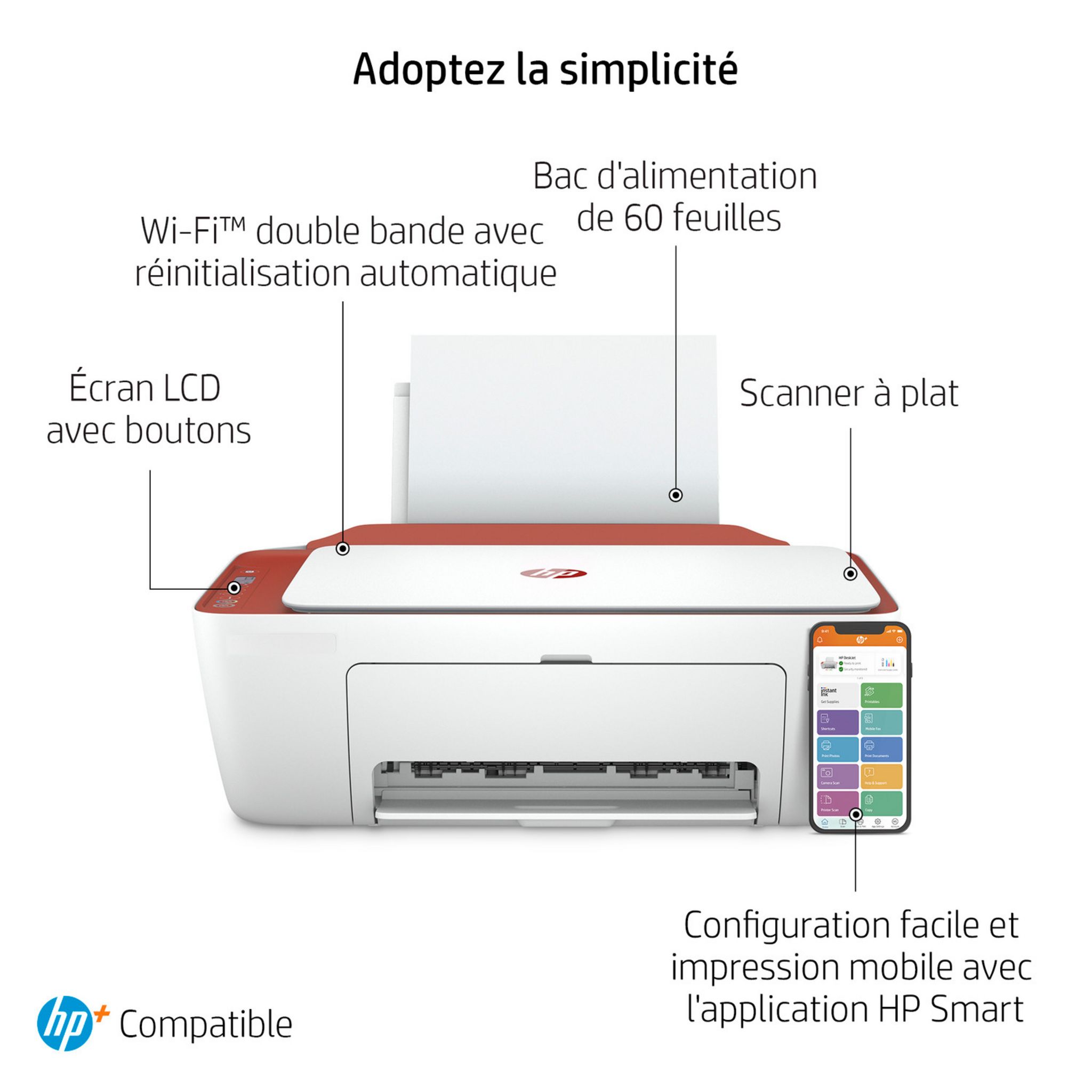Voir la diapositive 13 : HP Imprimante DESKJET 2723E Terracotta - compatible Instant Ink 