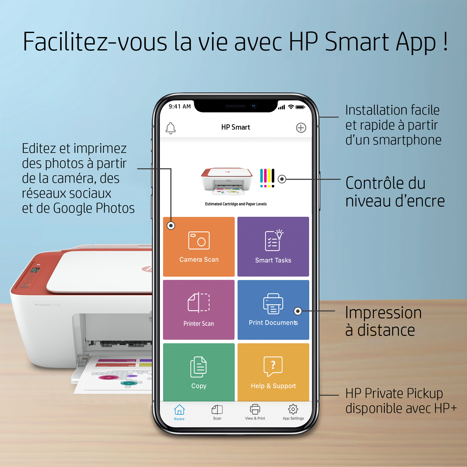 Voir la diapositive 4 : HP Imprimante DESKJET 2723E Terracotta - compatible Instant Ink 