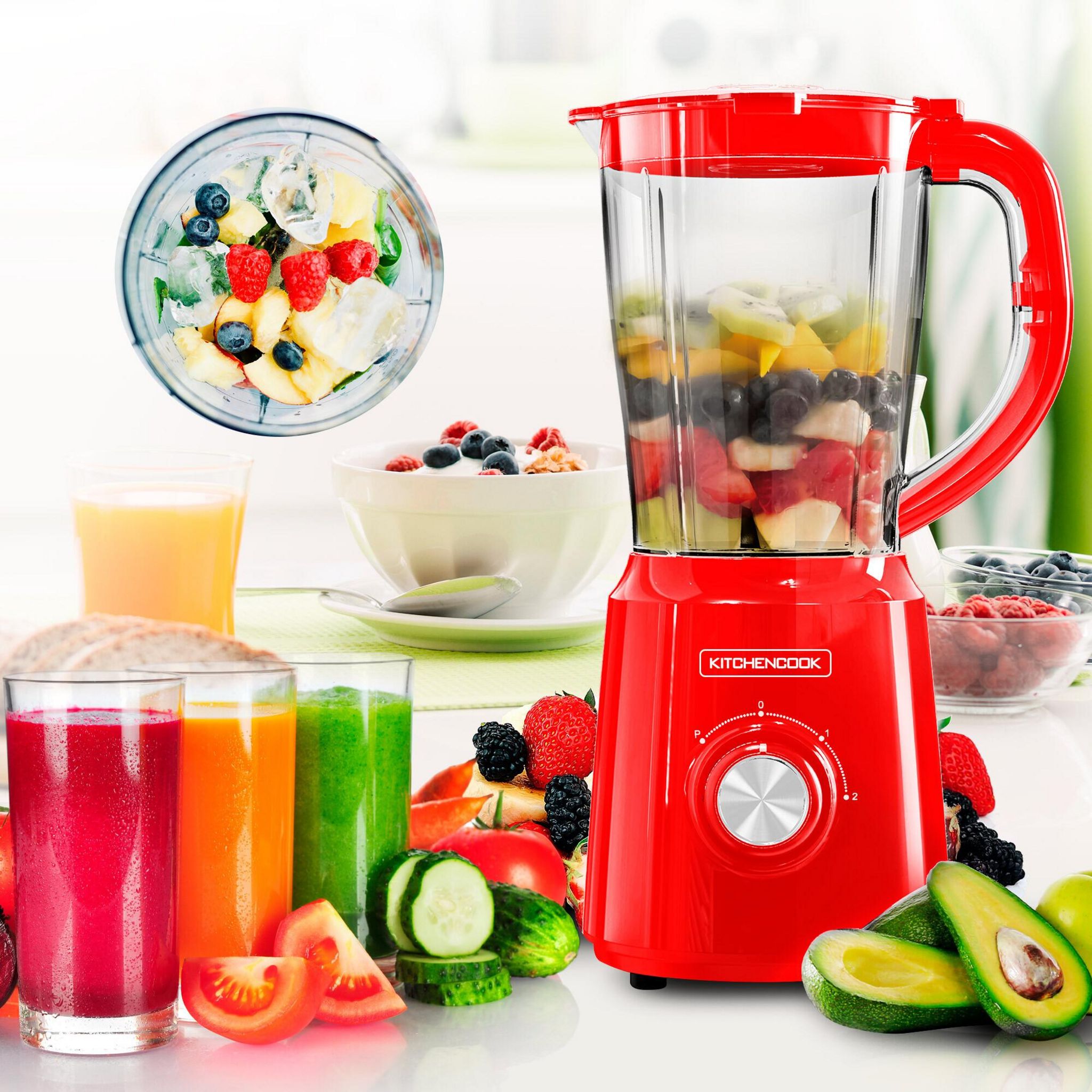 Voir la diapositive 8 : KITCHENCOOK Blender B5TURBO - Rouge