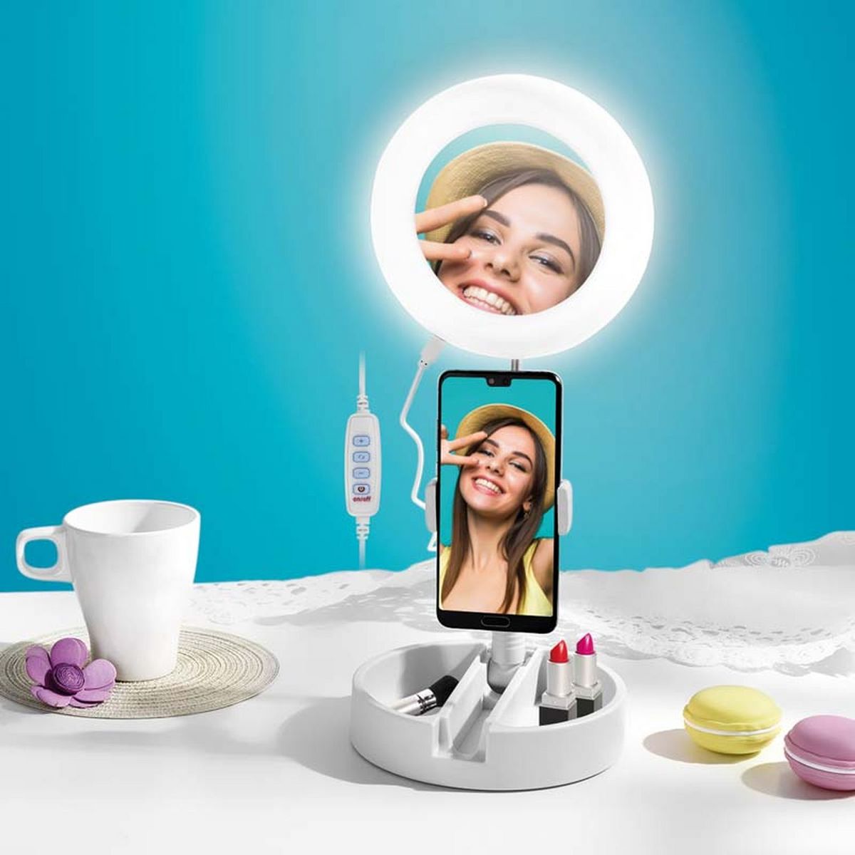 YOGHI Miroir selfie LED MRR1  - Blanc