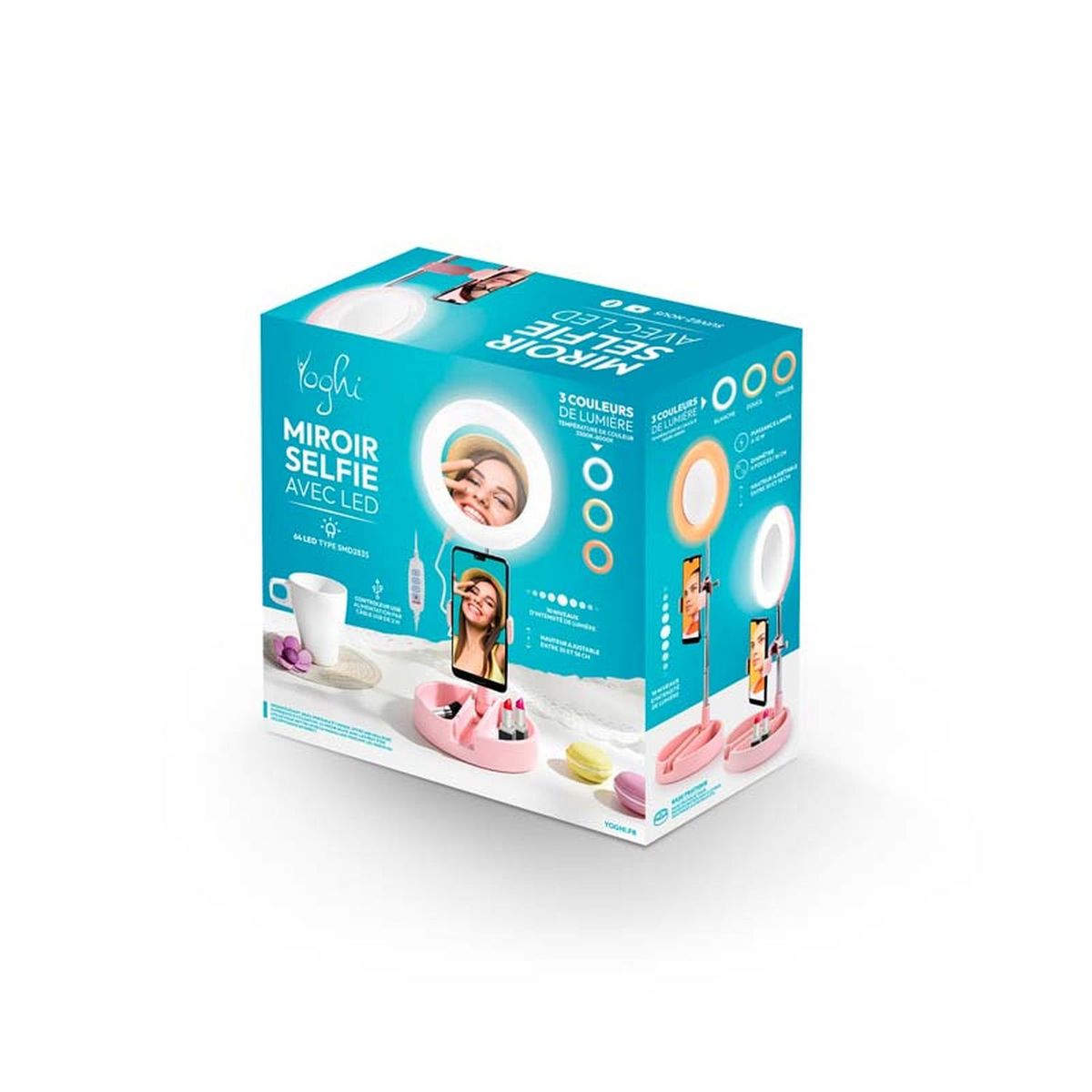 YOGHI Miroir selfie LED MRR1  - Rose