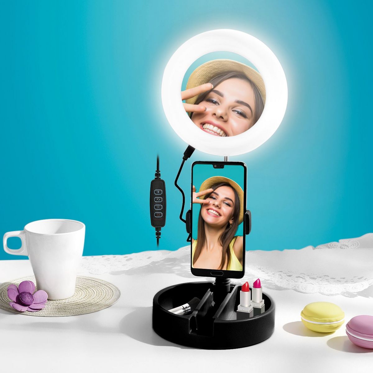 YOGHI Miroir selfie LED MRR1  - Noir