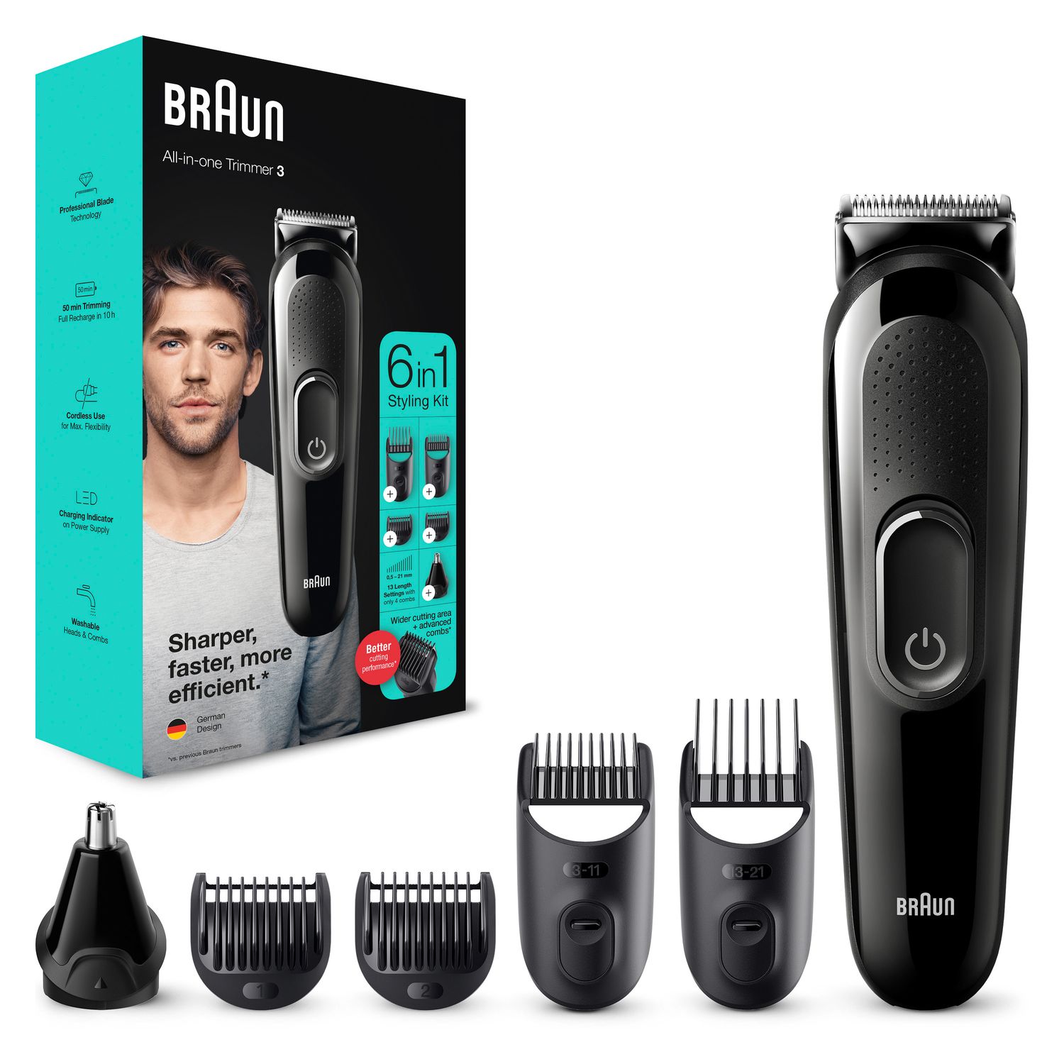 Voir la diapositive 5 : BRAUN Tondeuse multi MGK3320 - Noir
