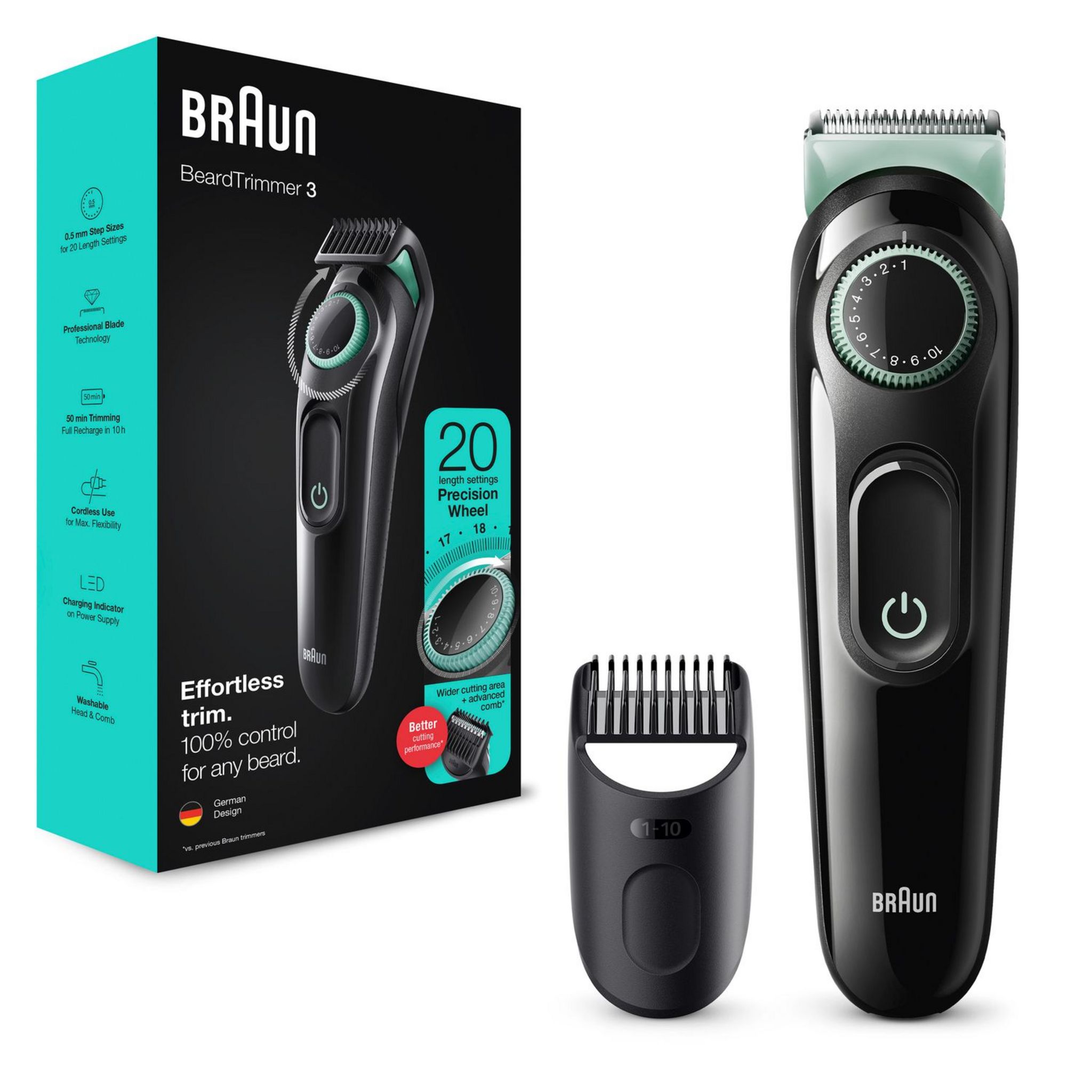 Voir la diapositive 2 : BRAUN Tondeuse barbe sans fil BT3321 - Noir