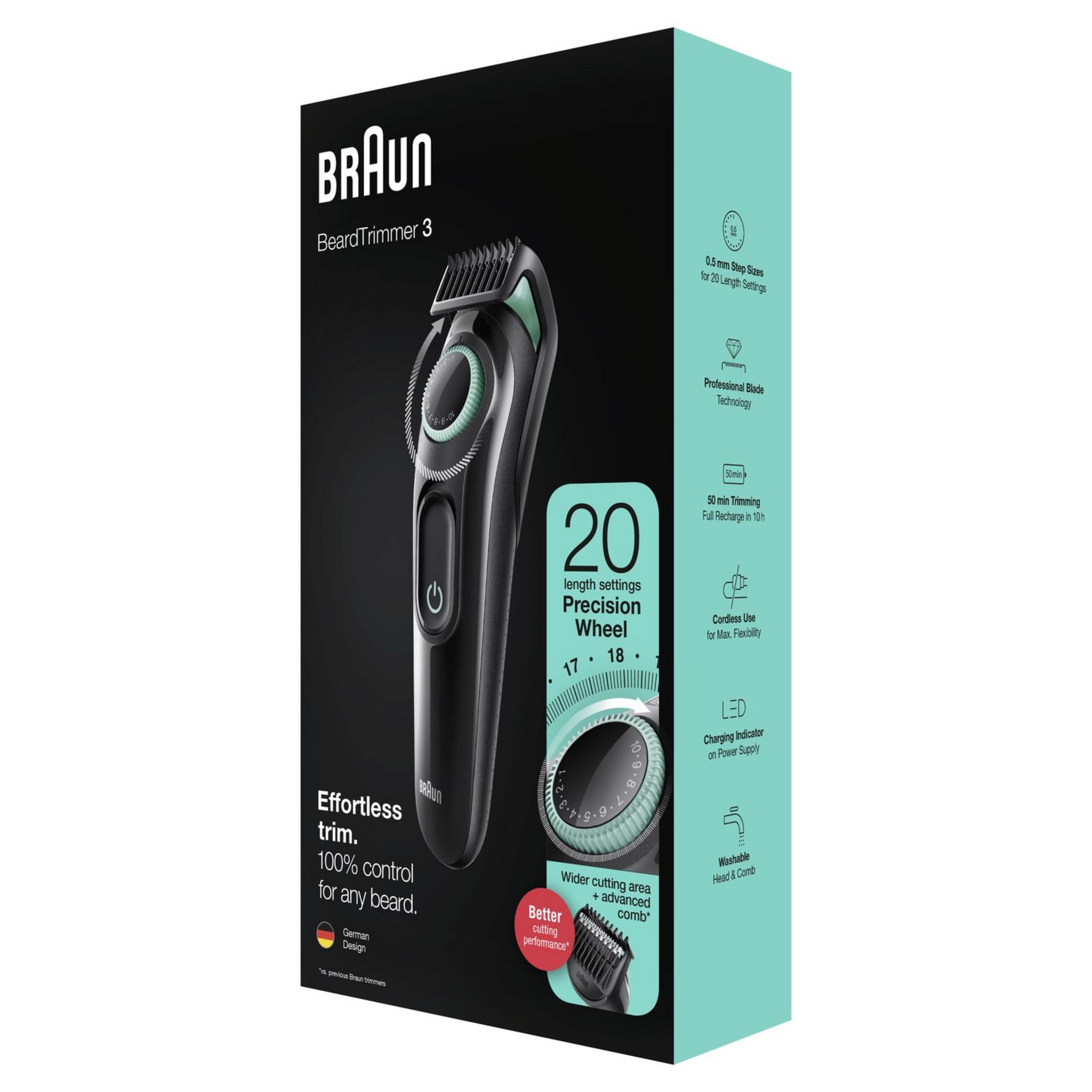 Voir la diapositive 7 : BRAUN Tondeuse barbe sans fil BT3321 - Noir