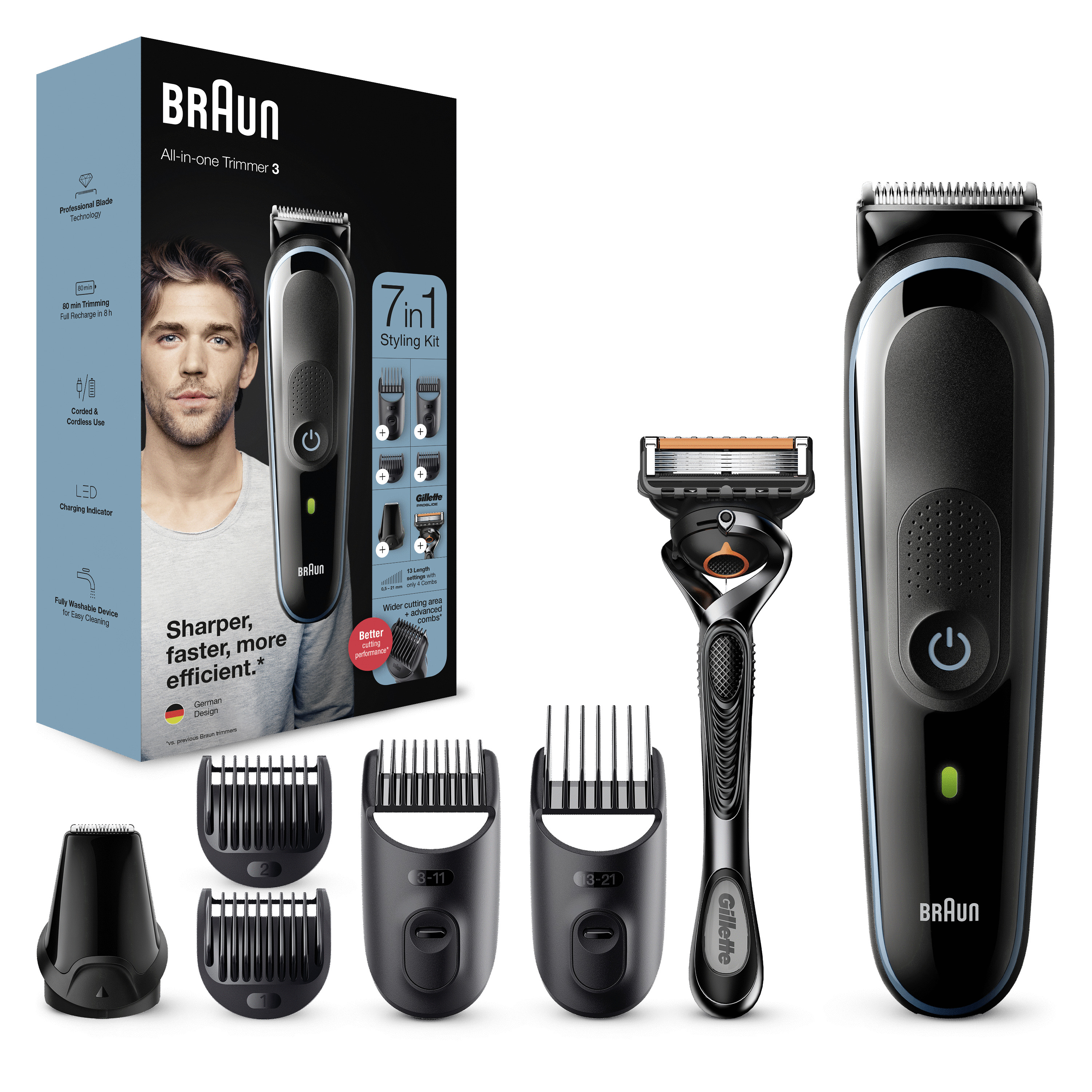Voir la diapositive 2 : BRAUN Tondeuse multi MGK5345 - Noir