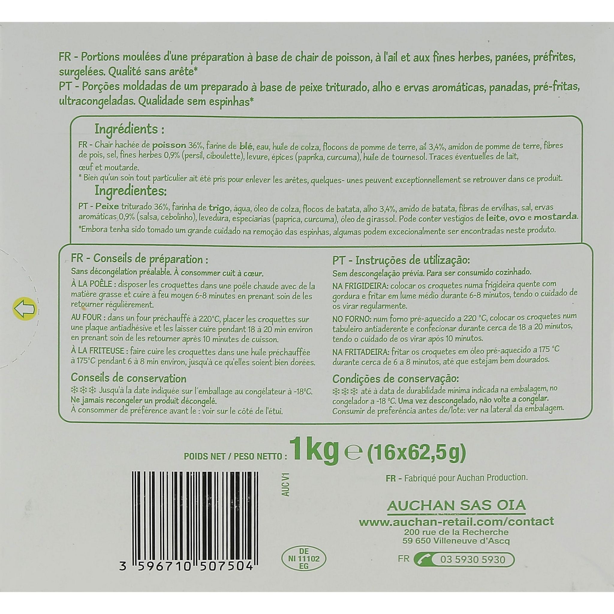 Voir la diapositive 4 : POUCE Croquettes de poisson ail et fines herbes 16 pièces 1kg