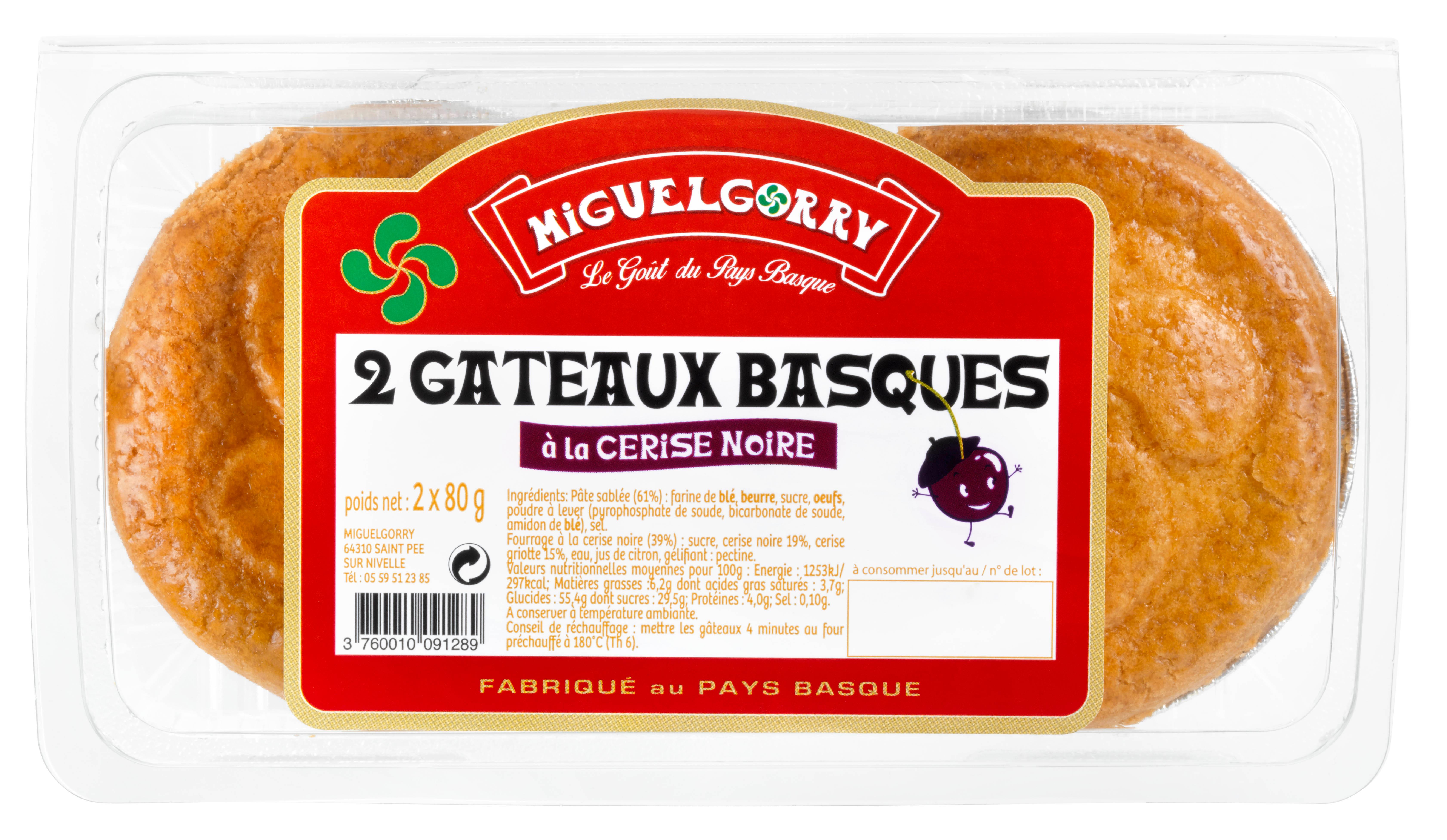 MIGUELGORRY Gâteau basque à la cerise noire 2 pièces 160g