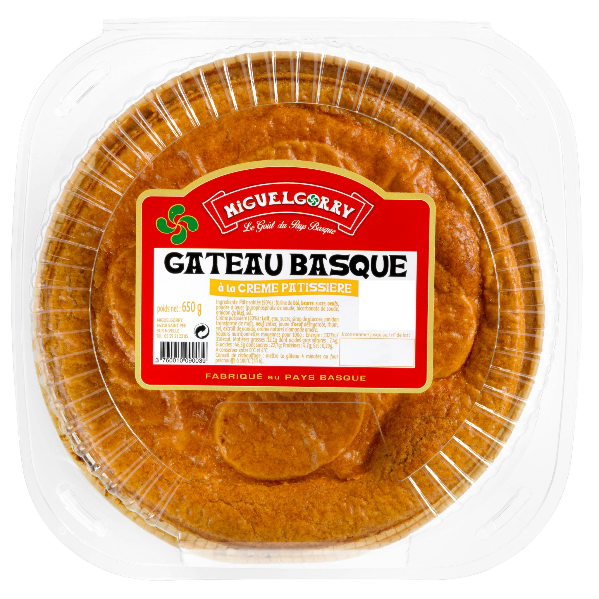 MIGUELGORRY Gâteau basque à la crème pâtissière 650g