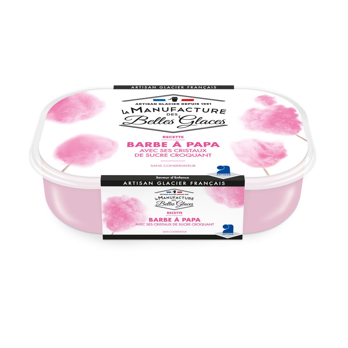 LA MANUFACTURE DES BELLES GLACES Crème glacée à la barbe à papa 487g