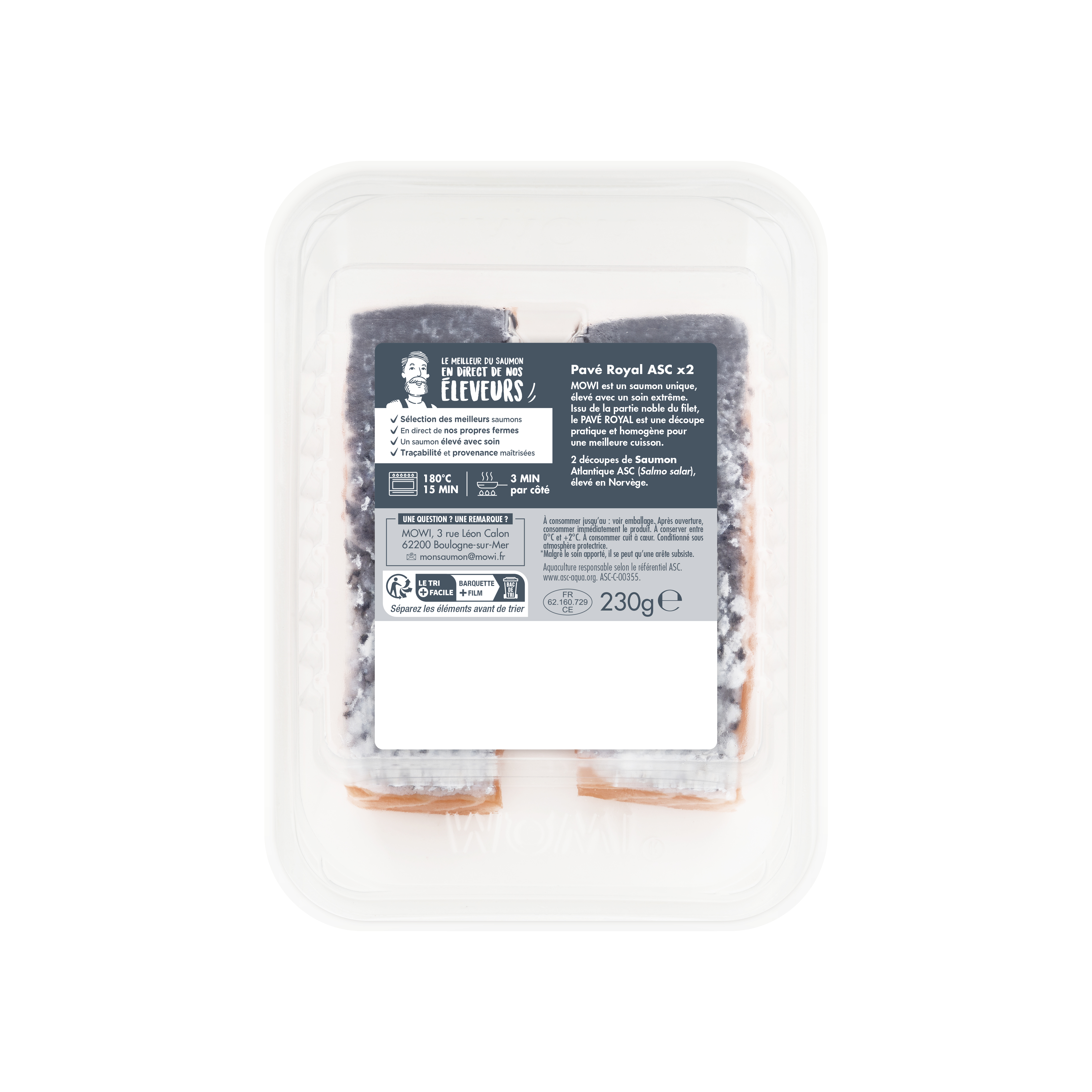 Voir la diapositive 3 : MOWI Pavés royal de saumon 2 pièces 230g