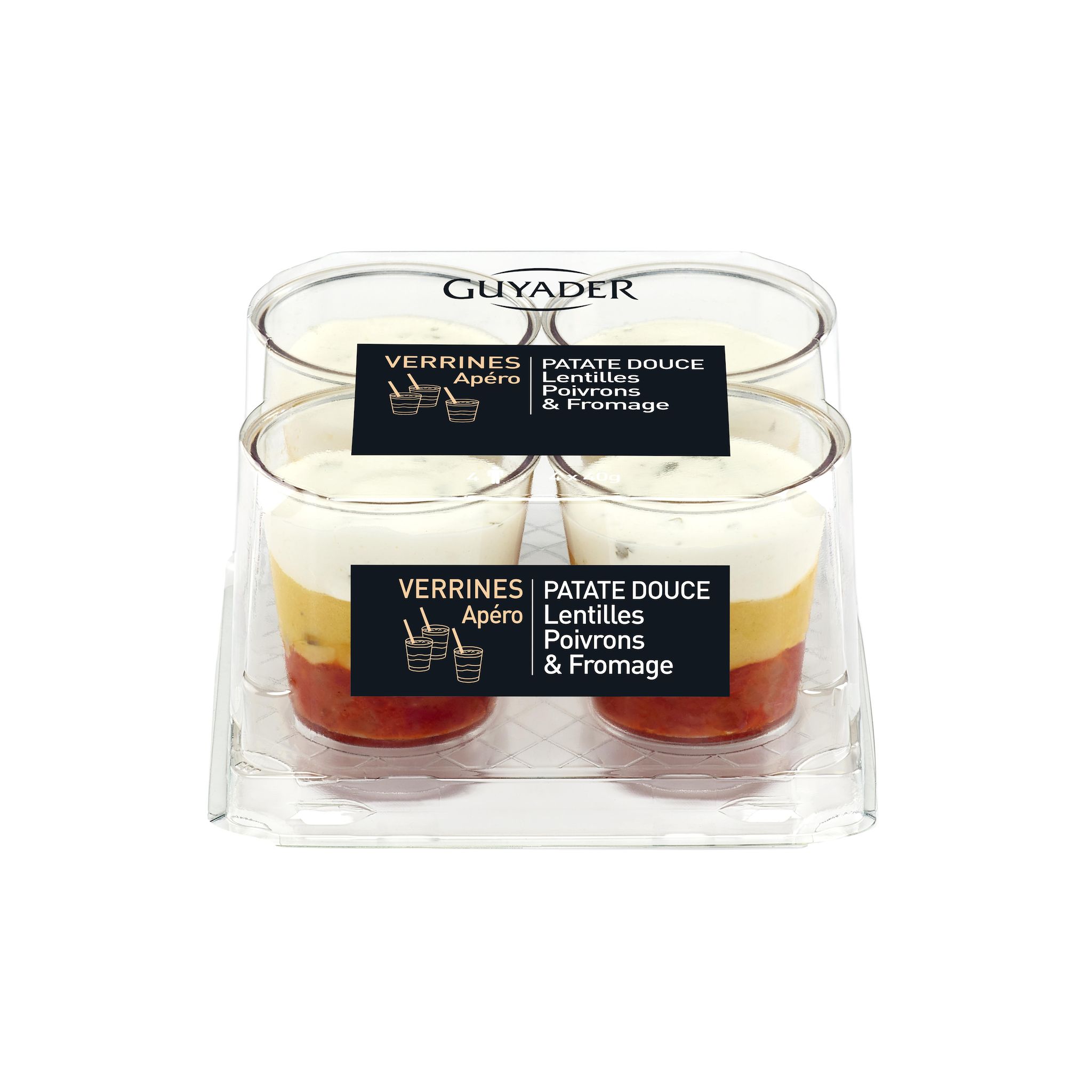 GUYADER Verrines patate doux lentilles poivrons et fromage 4x40g