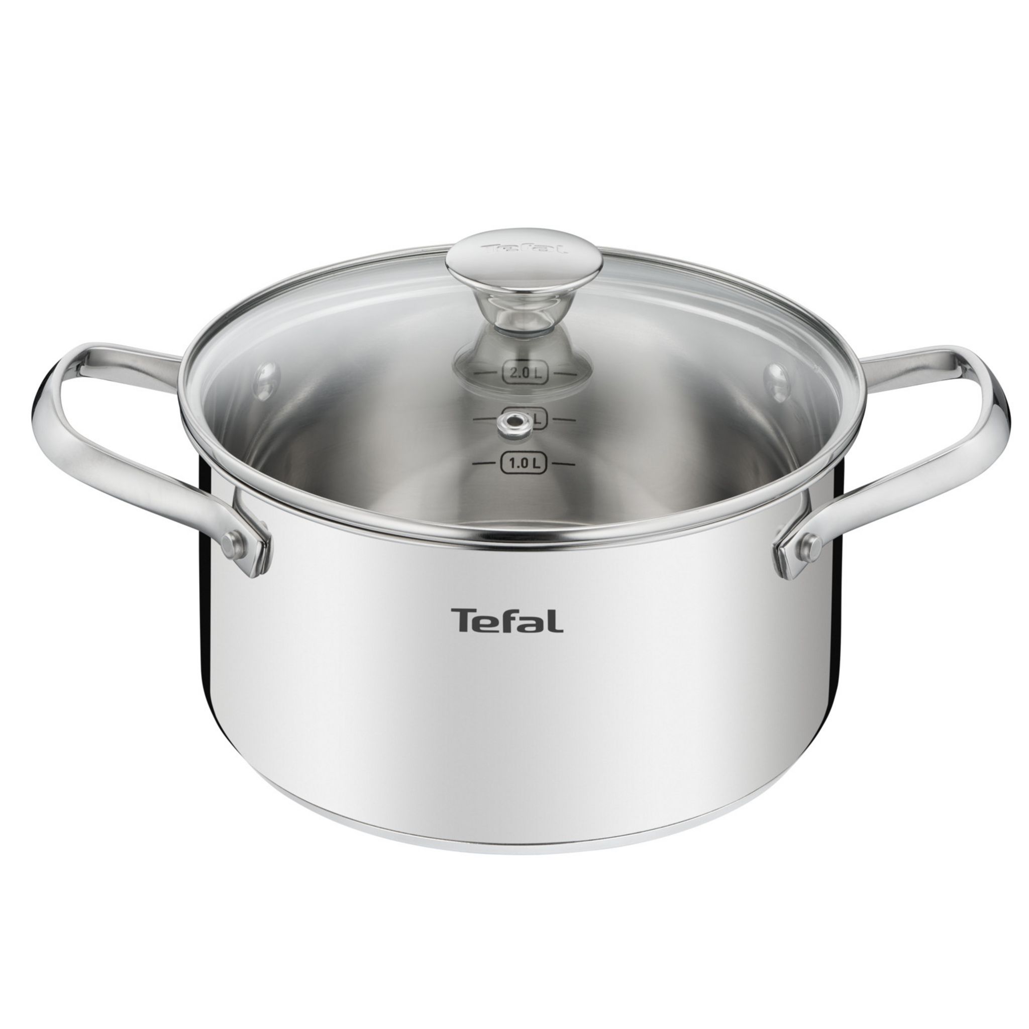 TEFAL Faitout 20 cm inox tous feux dont induction avec couvercle en verre COOKEAT