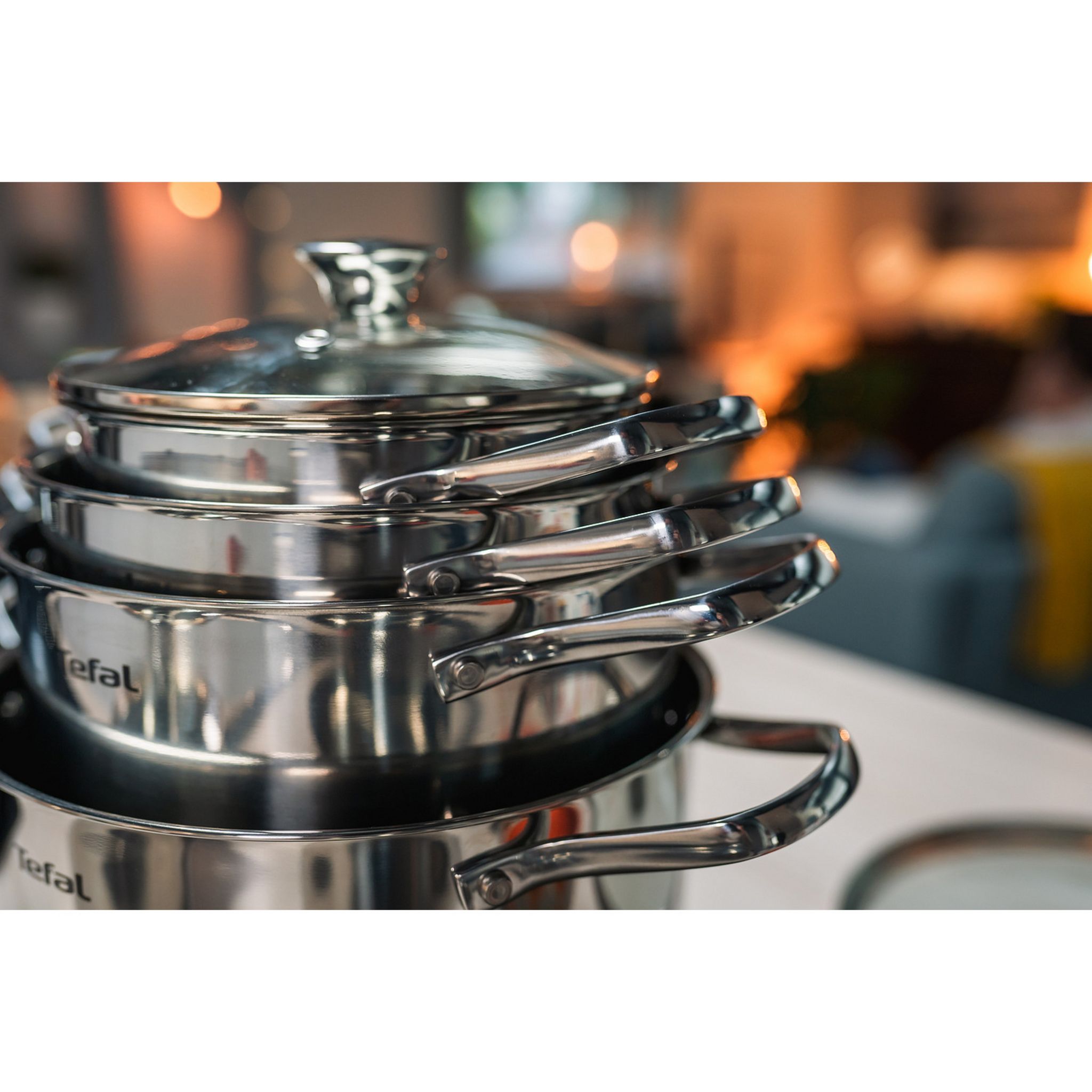 Voir la diapositive 5 : TEFAL Faitout 20 cm inox tous feux dont induction avec couvercle en verre COOKEAT