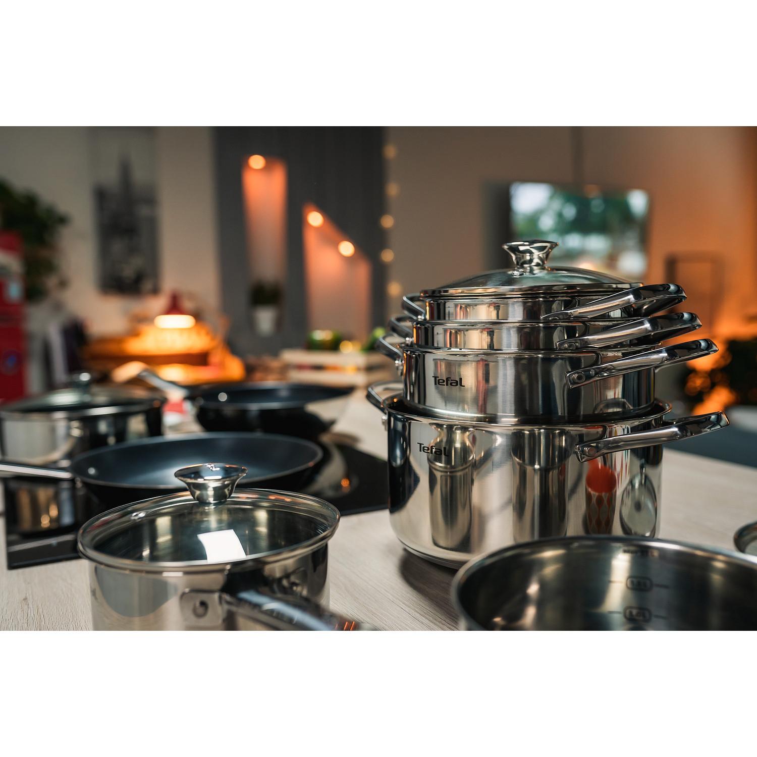 Voir la diapositive 6 : TEFAL Wok induction COOK EAT inox revêtu 28 cm