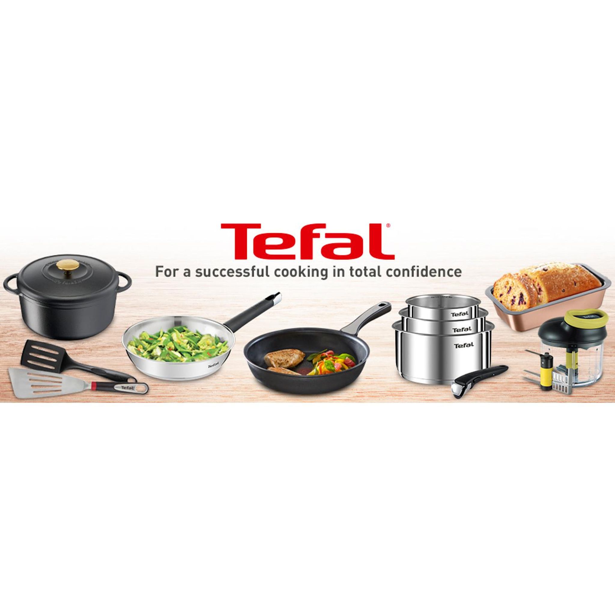 Voir la diapositive 2 : TEFAL Poêle 24 cm inox COOK EAT Tous feux dont induction