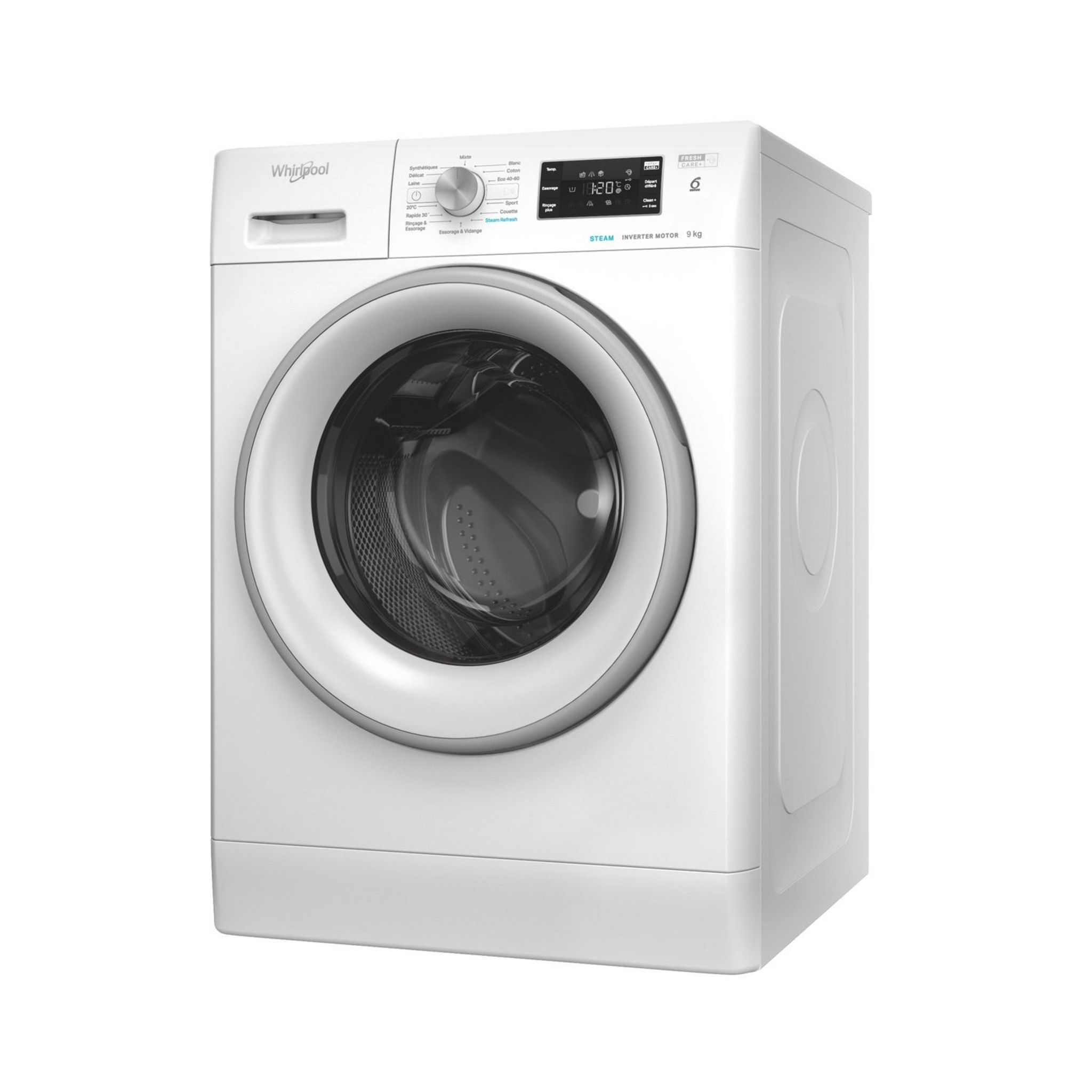 Voir la diapositive 7 : WHIRLPOOL Lave linge hublot FFBP9258SVFR, 9 kg, 1200 T/min