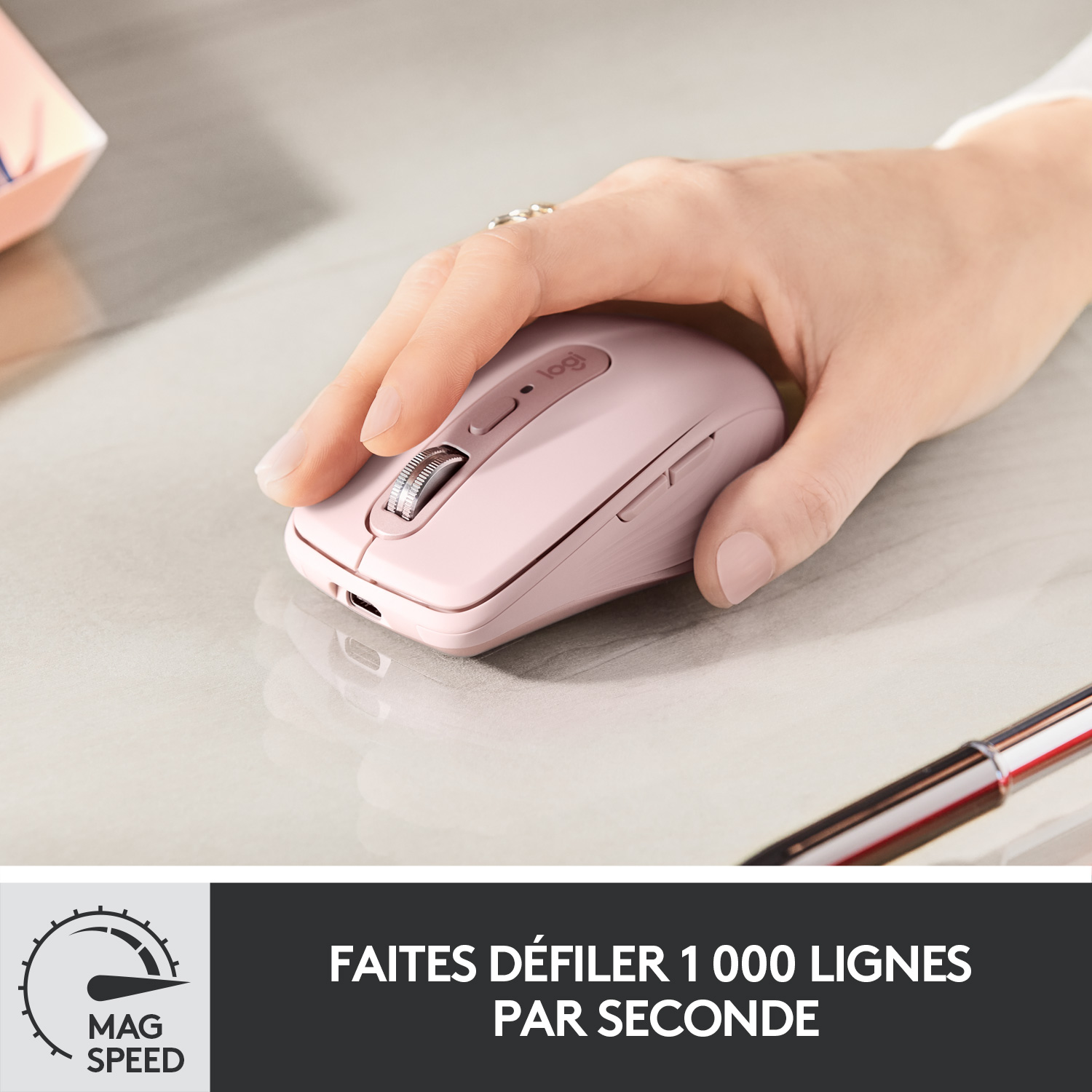 Voir la diapositive 2 : LOGITECH Souris MXANYWHERE3 RS - Rose