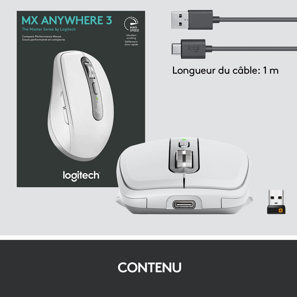 LOGITECH Souris MXANYWHERE3 GP - Blanc