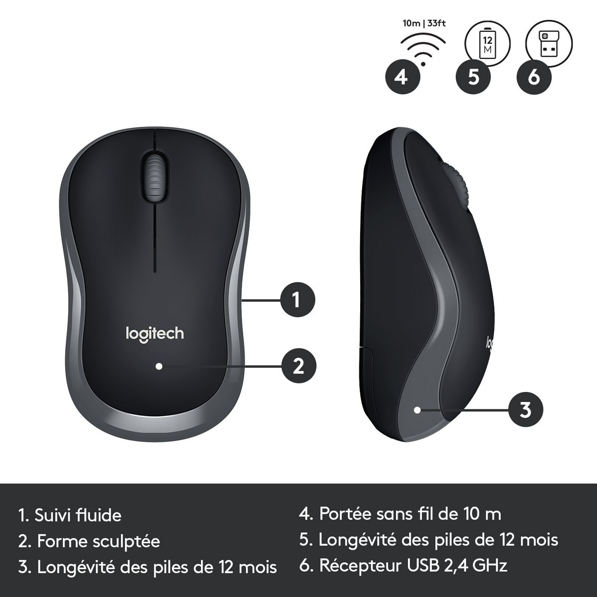 LOGITECH Bundle clavier + souris MK720 - Gris et noir