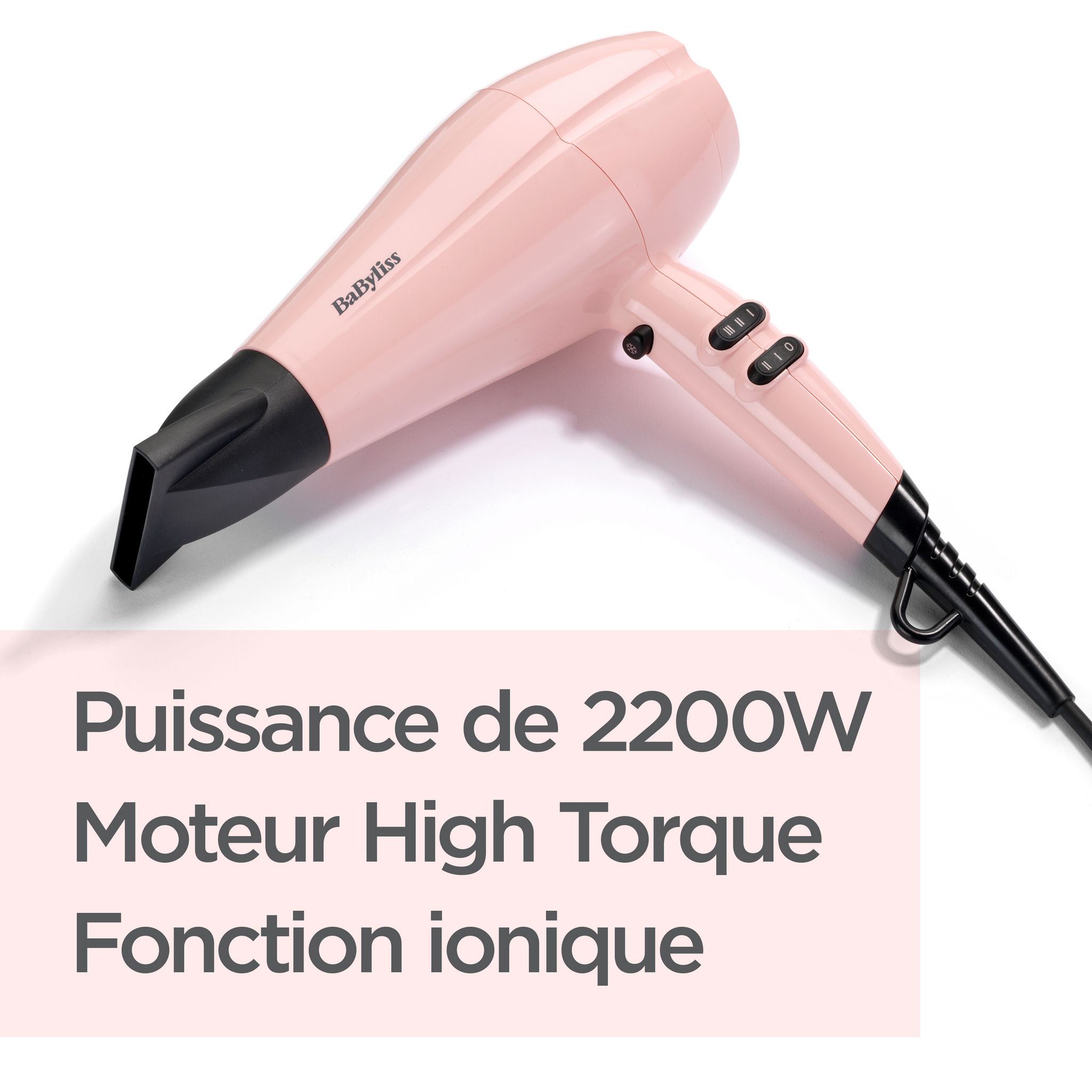 Voir la diapositive 9 : BABYLISS Sèche cheveux fonction ionique 5337PRE - Rose