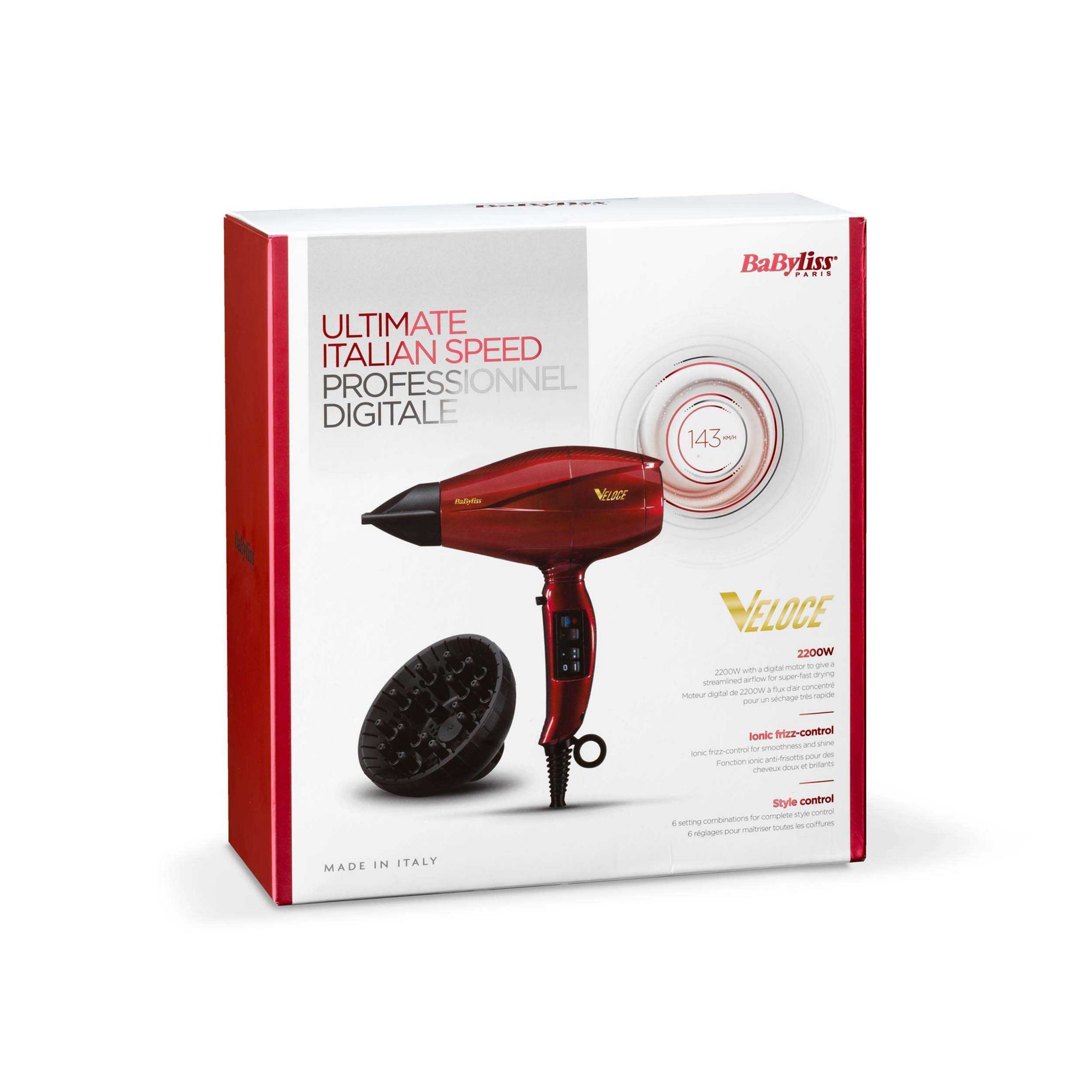 Voir la diapositive 5 : BABYLISS Sèche cheveux avec diffuseur fonction ionique 6750DE - Noir