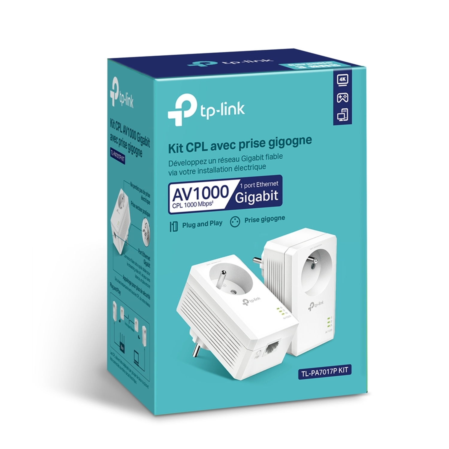 Voir la diapositive 2 : TP-LINK Kit CPL TL-PA7019P AV1000 Gigabit - Blanc