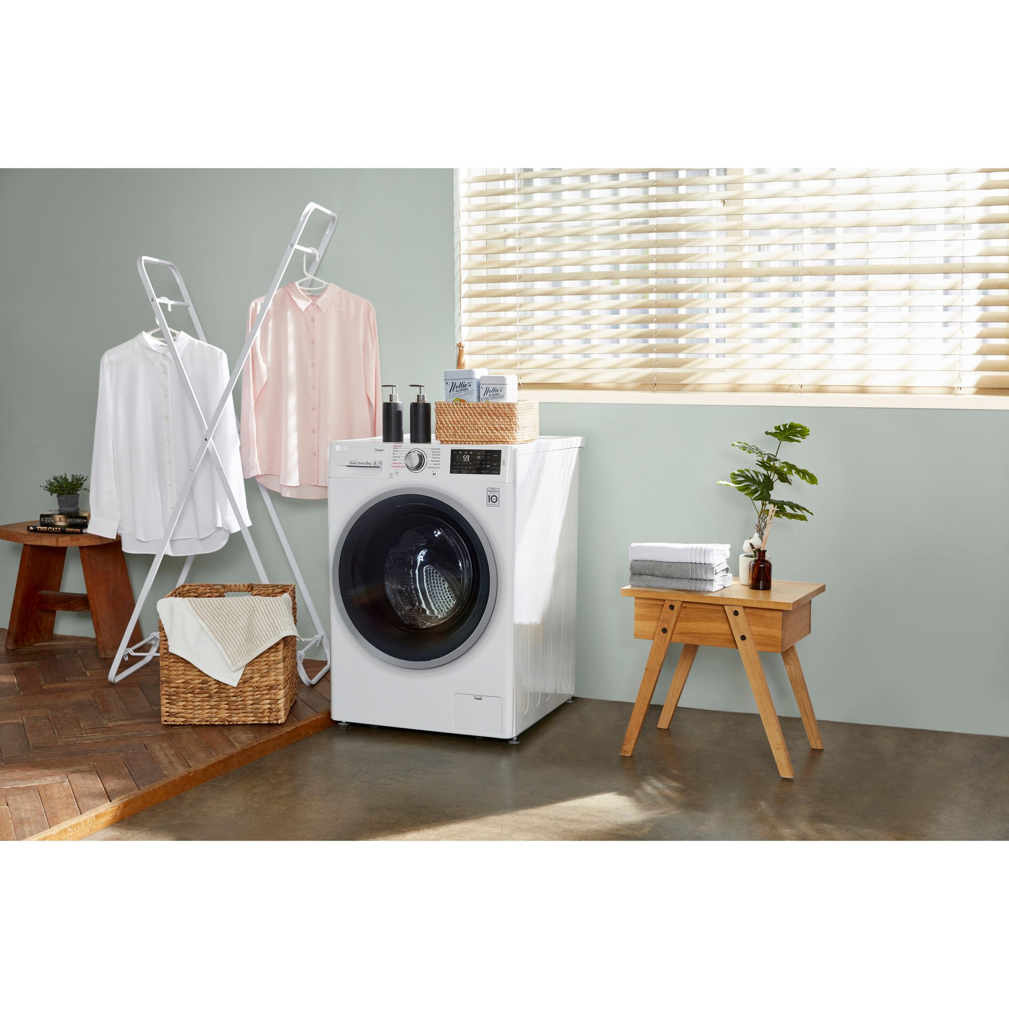 Voir la diapositive 3 : LG linge séchant hublot F864V37WR, 8 kg lavage, 6 kg séchage, 1400 T/min, E