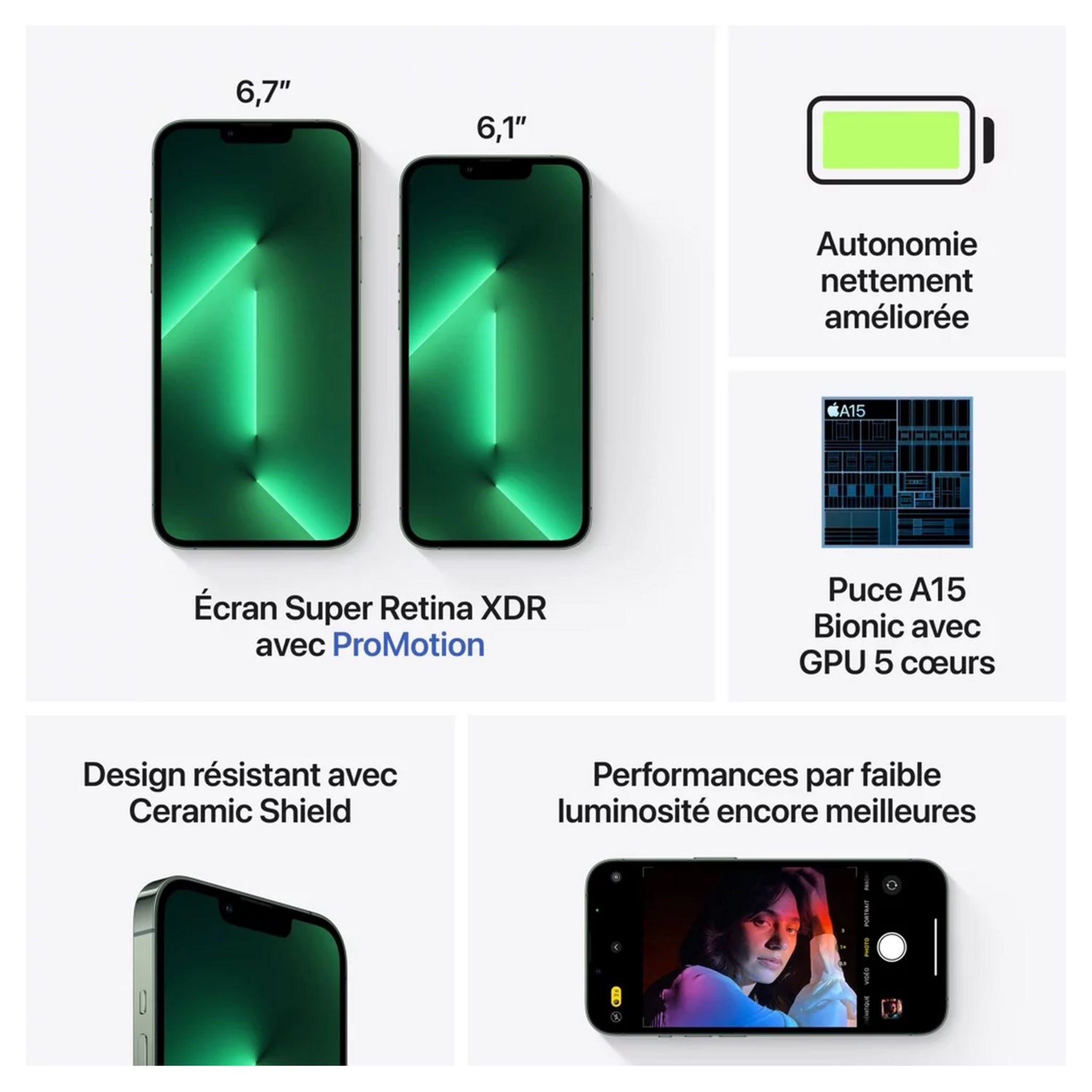 Voir la diapositive 3 : APPLE iPhone 13 Pro - 256GO - Vert Alpin