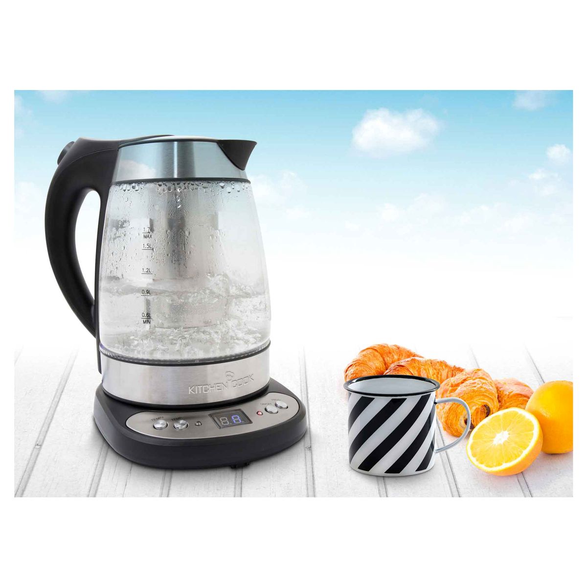 Voir la diapositive 2 : KITCHENCOOK Bouilloire électrique TEATIME température réglable - Verre
