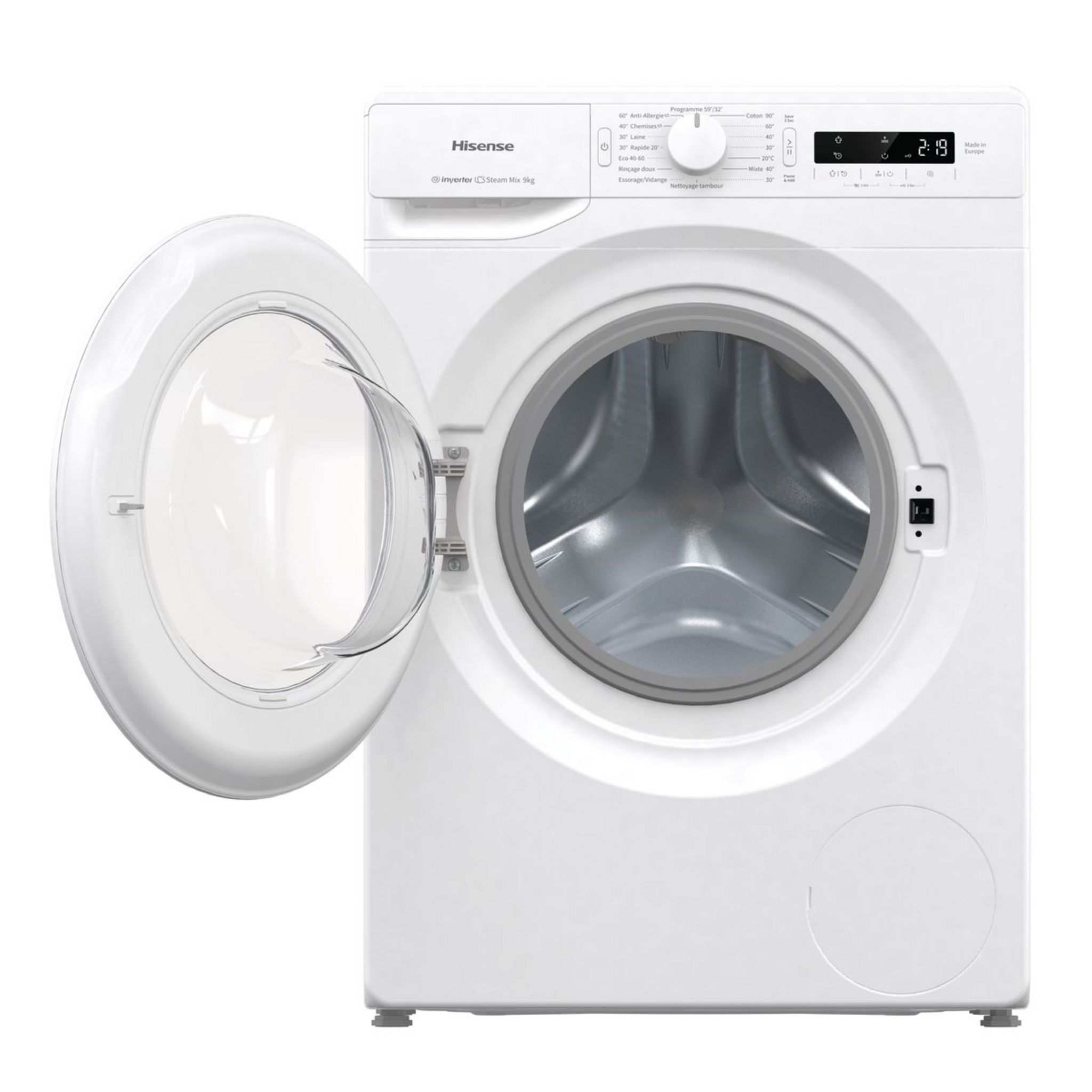 Voir la diapositive 2 : HISENSE Lave linge hublot WFGP901449VM, 9 Kg, 1400 T/min, A