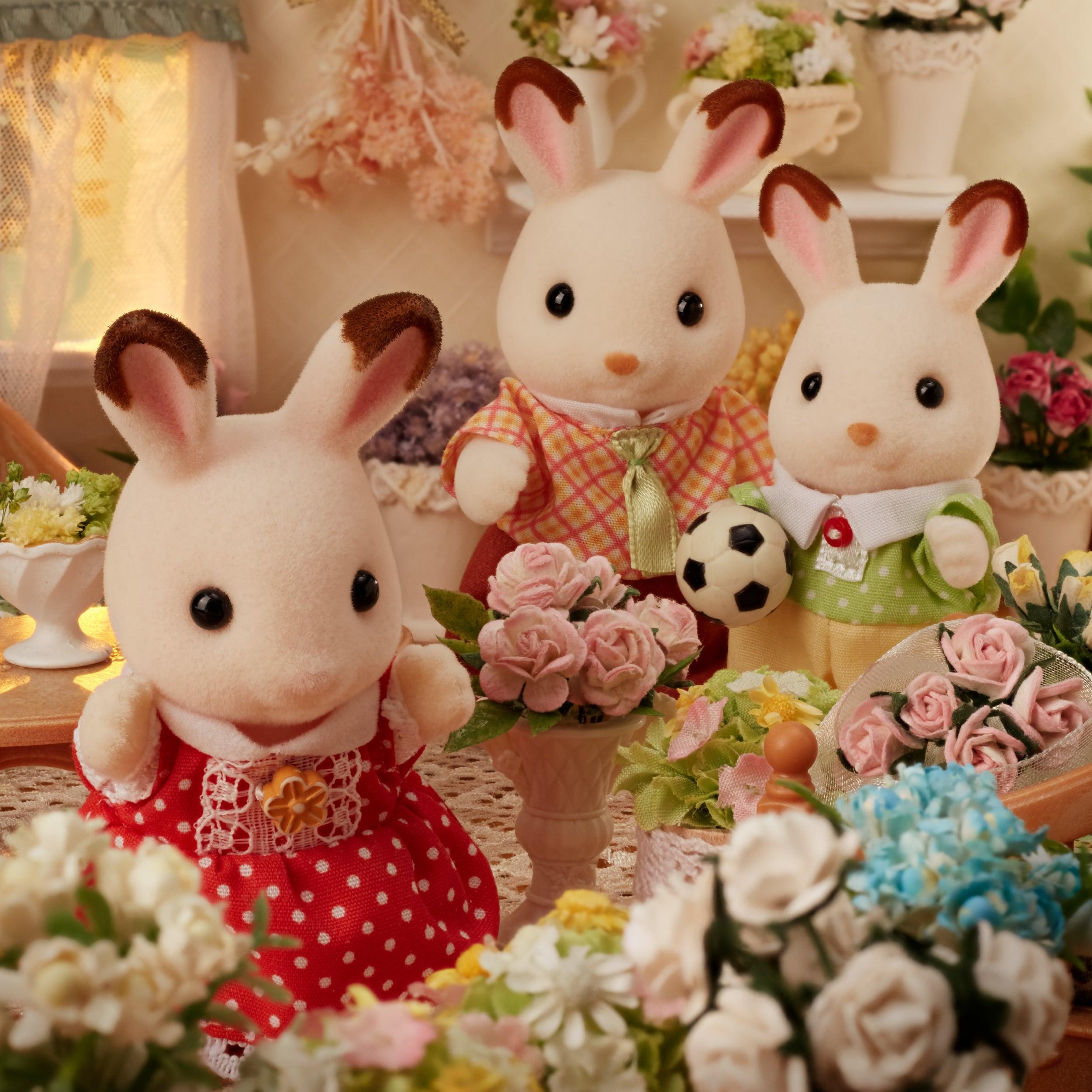 Voir la diapositive 5 : EPOCH D'ENFANCE Figurines La famille Lapins chocolat Sylvanian Families