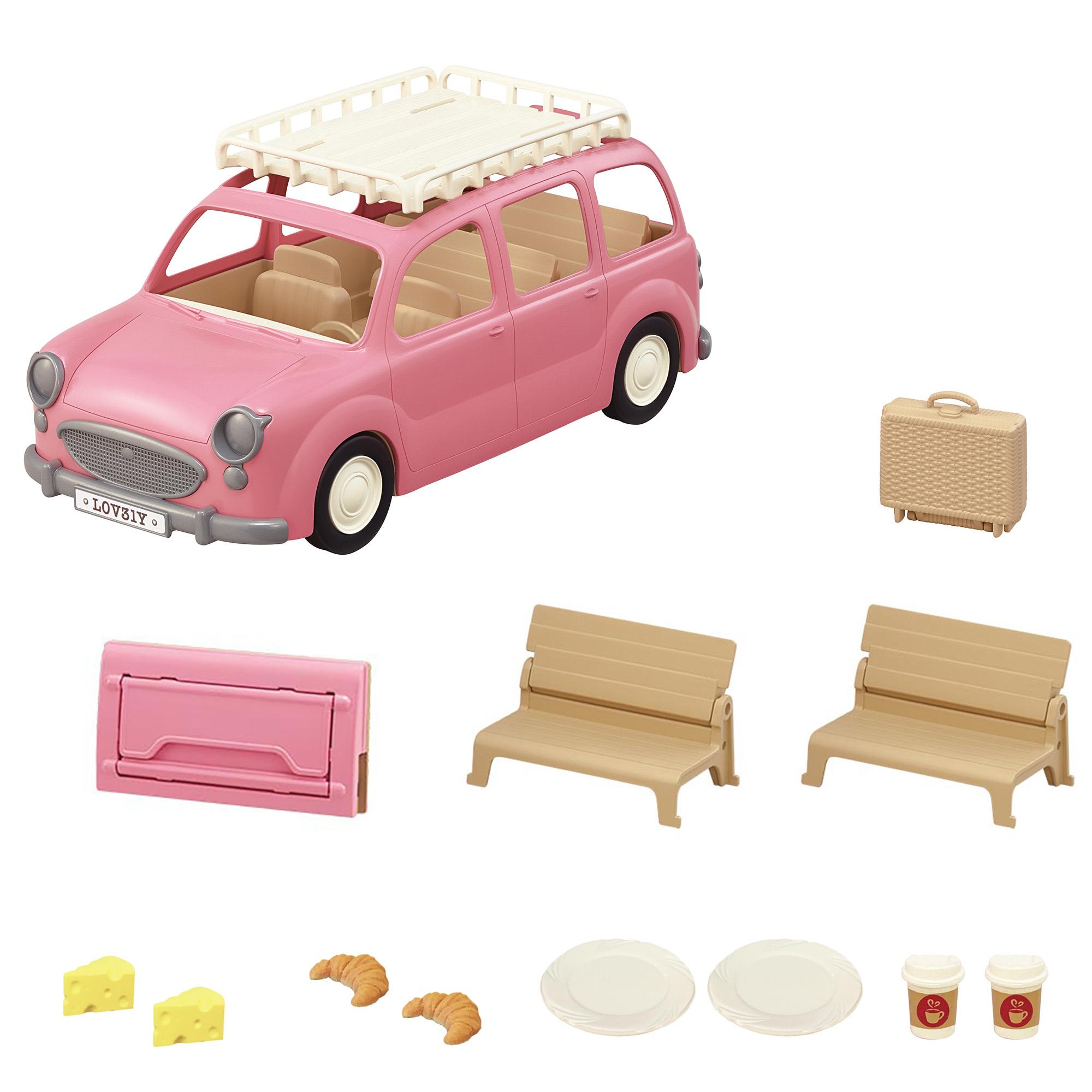 Voir la diapositive 3 : EPOCH D'ENFANCE Le monospace Rose et le set de Pique-Nique Sylvanian Families