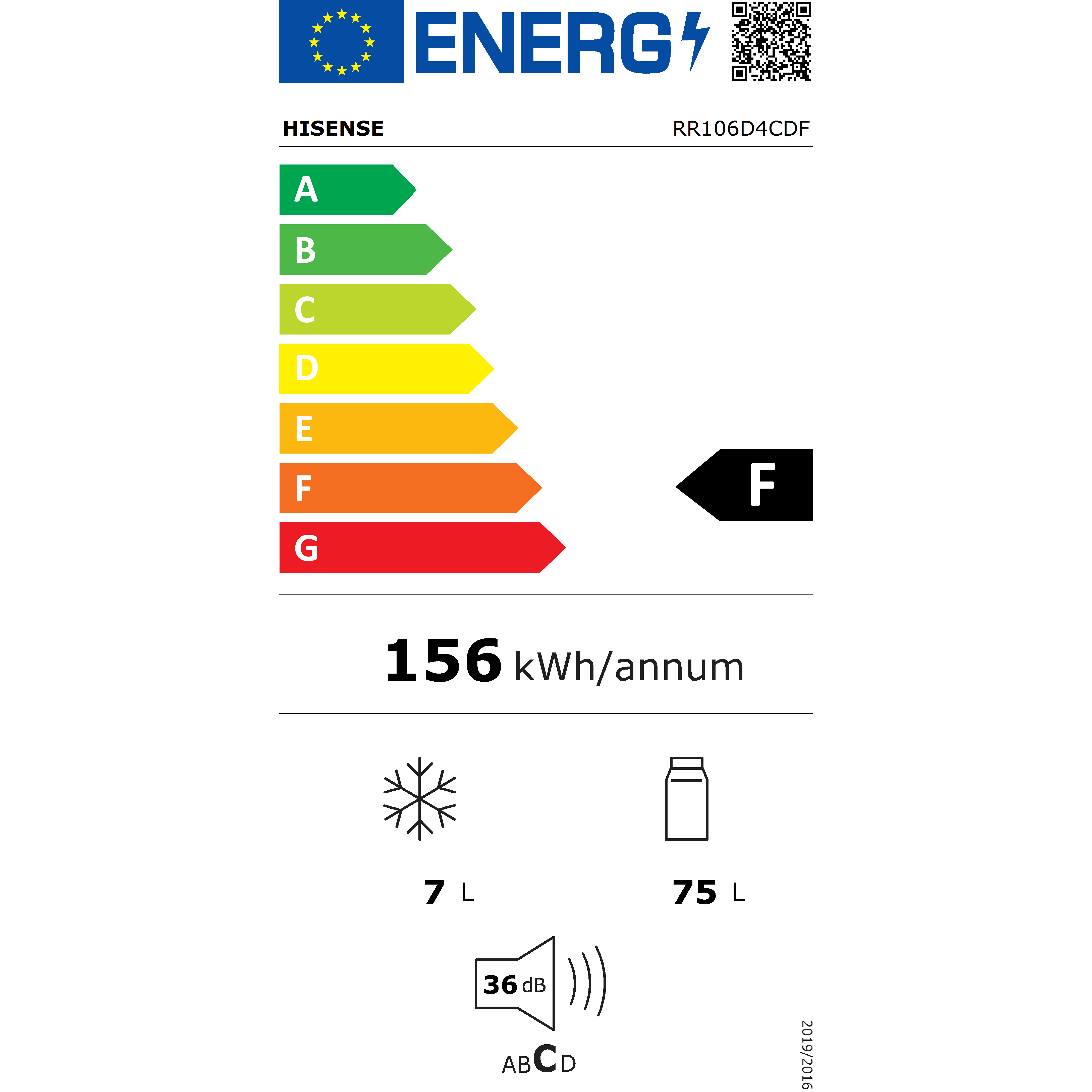 Voir la diapositive 9 : HISENSE Réfrigérateur table top RR106D4CDF, 75 L, Froid statique