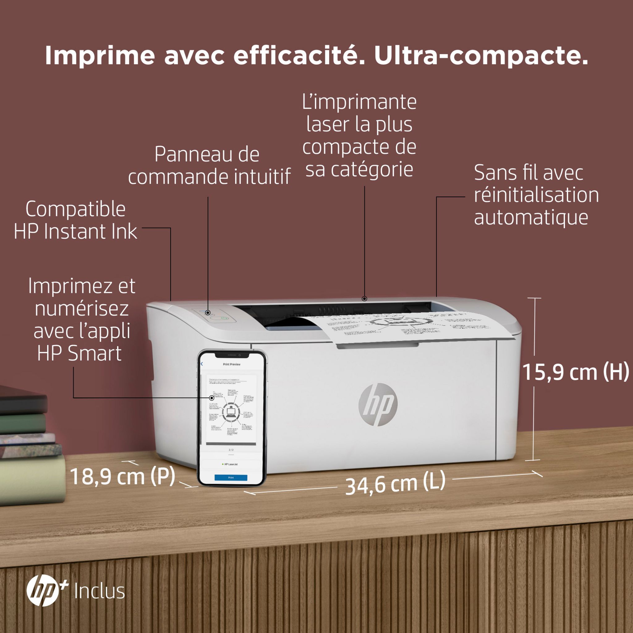 Voir la diapositive 2 : HP HP LaserJet M110we Imprimante monofonction Laser noir et blanc - 6 mois d' Instant ink inclus avec HP+ ( A4 Wifi )