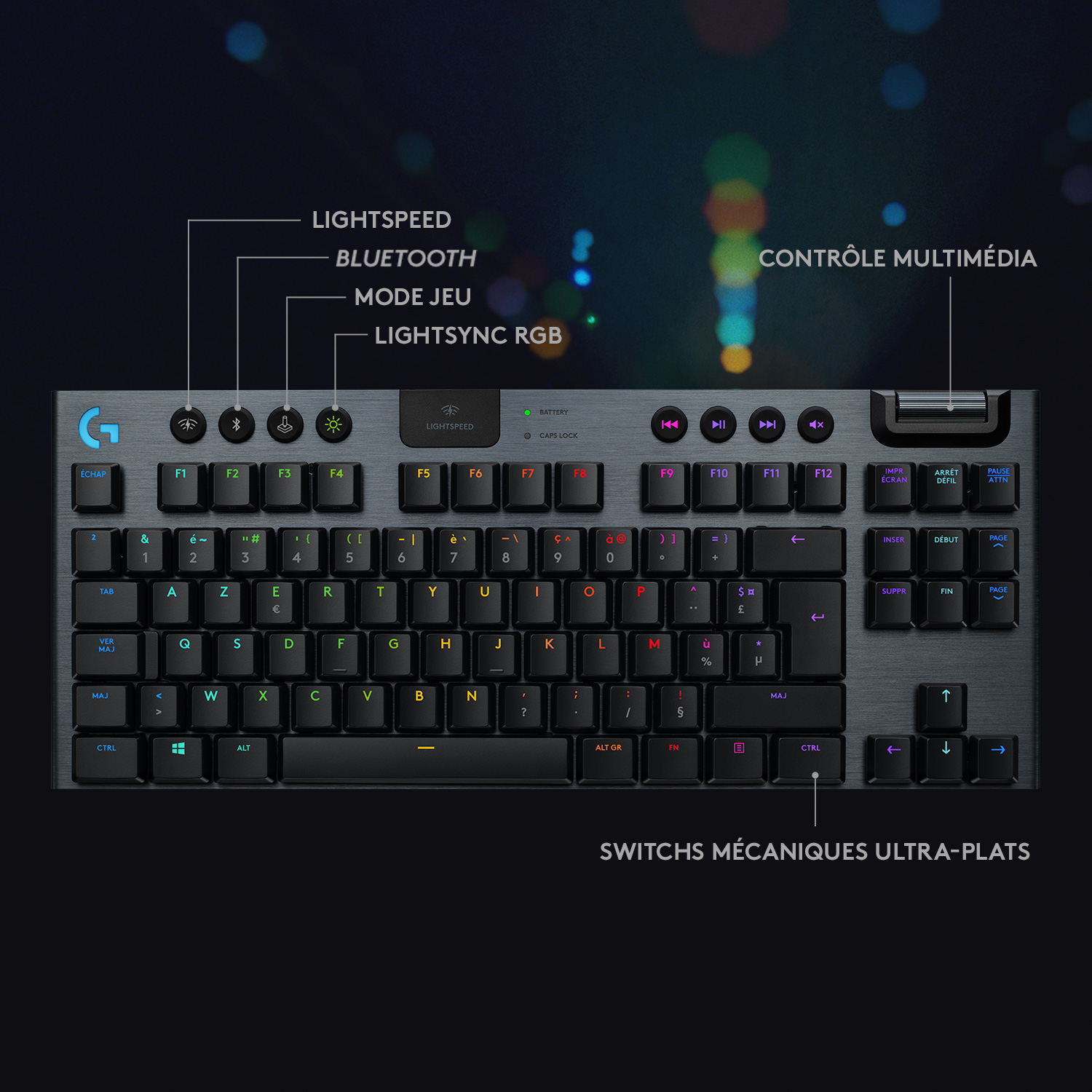 Voir la diapositive 7 : LOGITECH Clavier G915 TKL G SF CLICKY - Noir