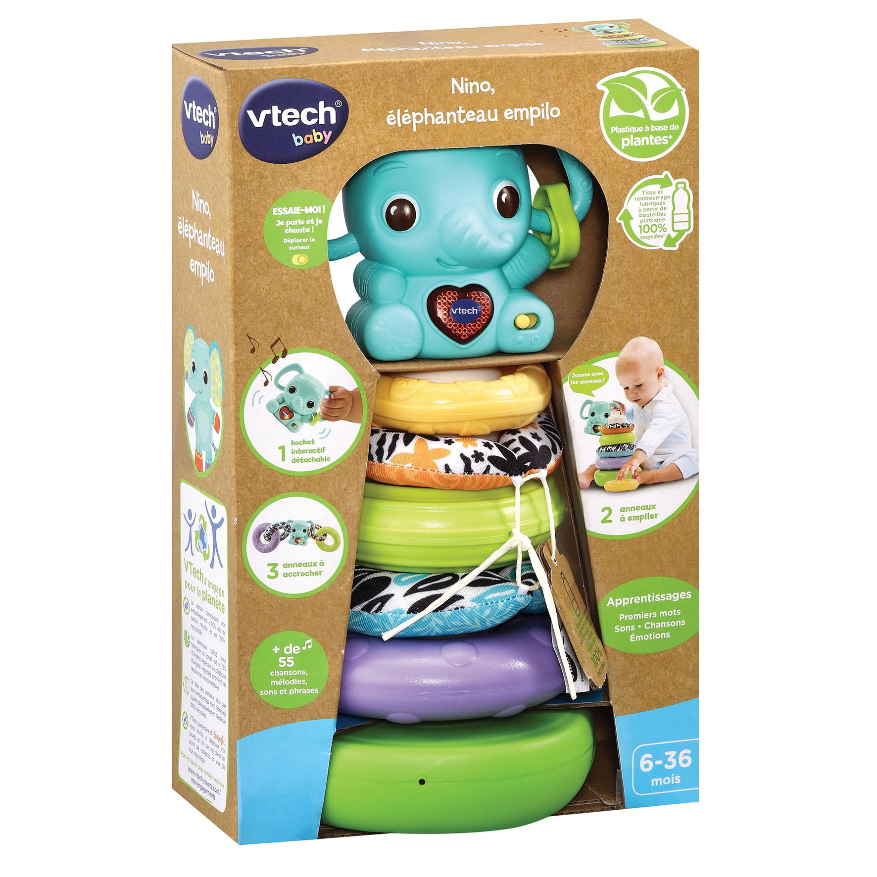 Voir la diapositive 5 : VTECH Nino Eléphanteau empilo 3 en 1 Plastique Bio source