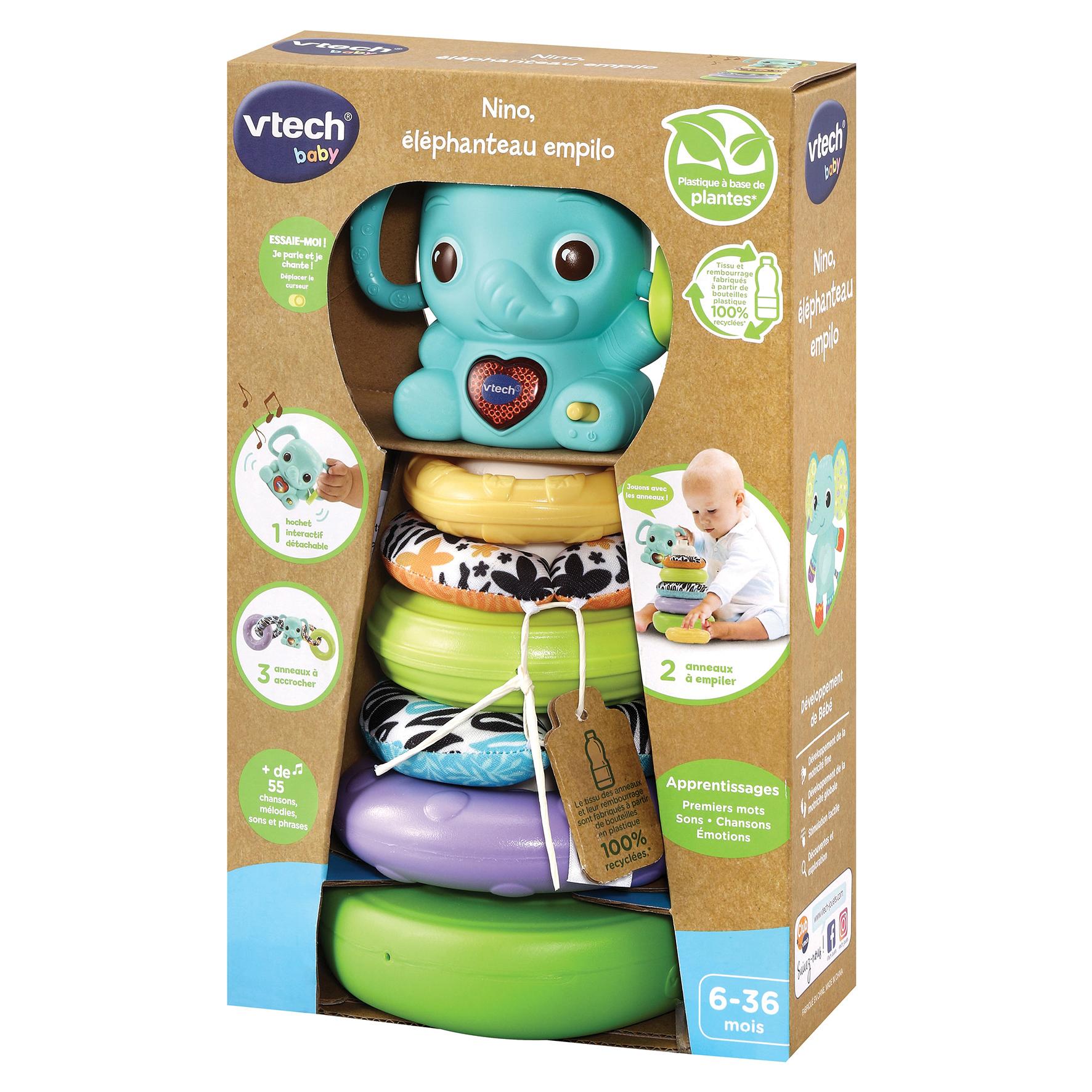 Voir la diapositive 7 : VTECH Nino Eléphanteau empilo 3 en 1 Plastique Bio source