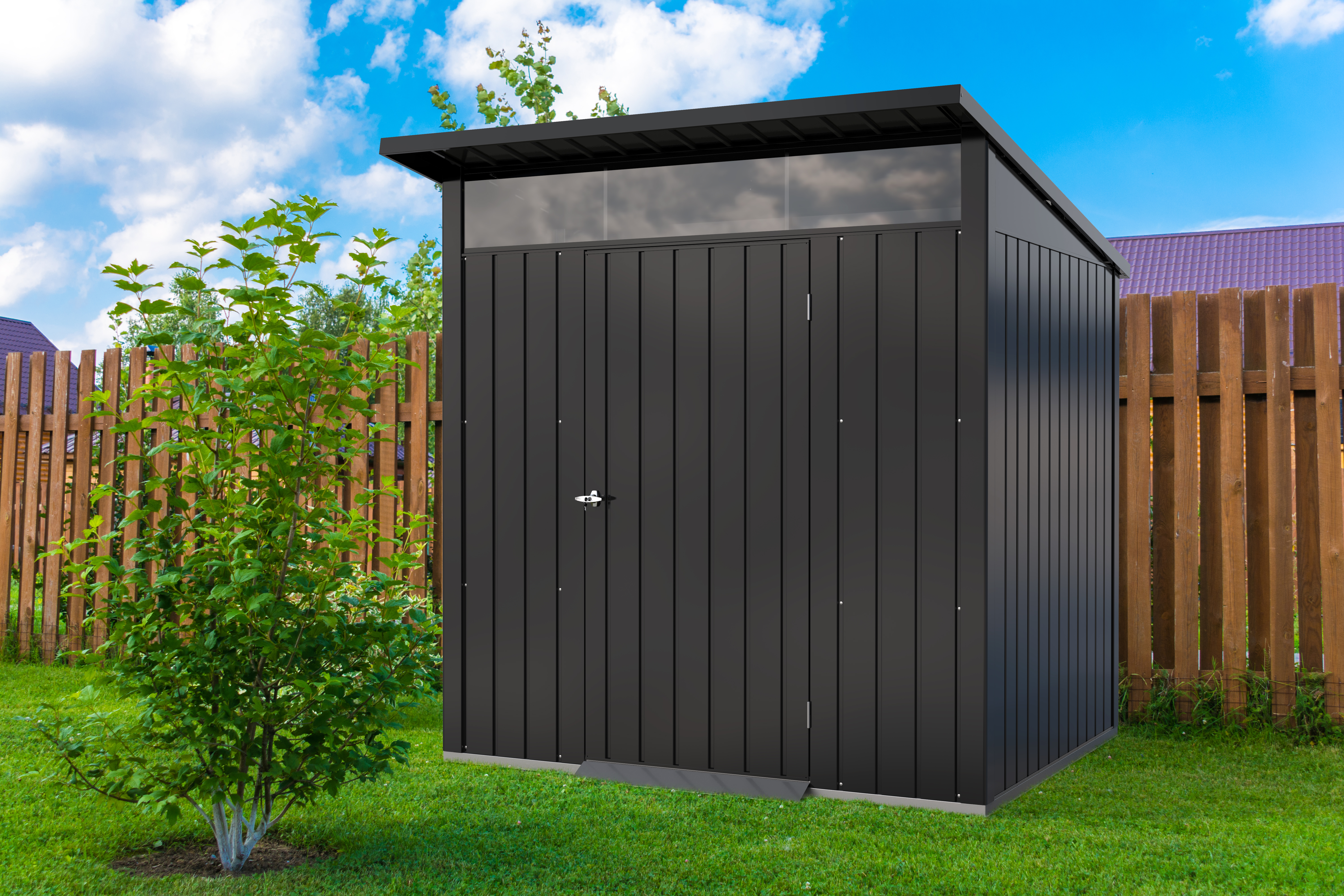 DURAMAX Abri de jardin métal Anthracite - Monopente - 3,32m² - PALLADIUM