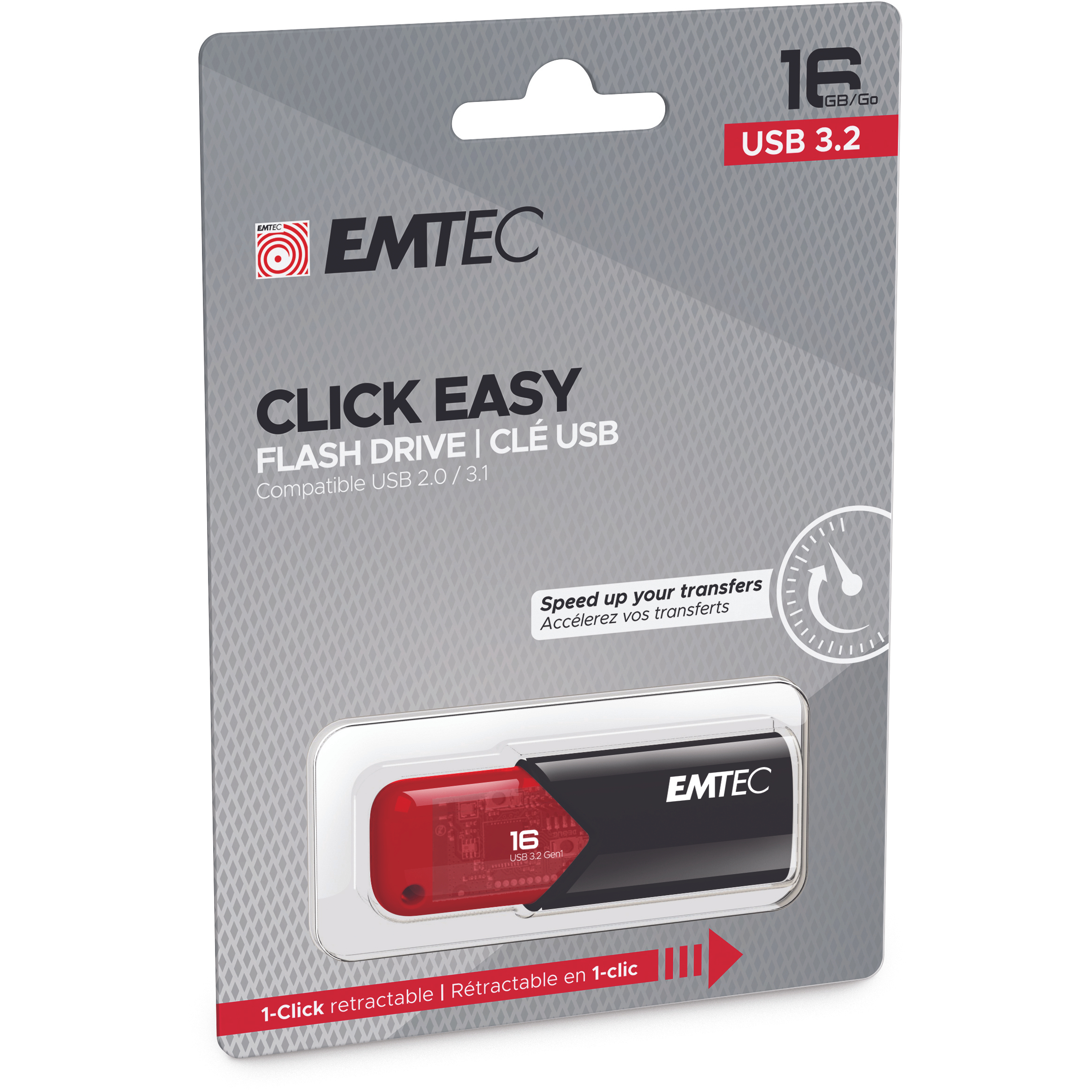 Voir la diapositive 2 : EMTEC Clé USB3.2 16GO EASYB110 - Rouge
